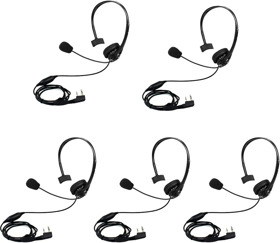 هدست واکی تاکی روگوشی Retevis با میکروفون بوم، 2 پین، برای RT22 RT68 RT21 H-777 RT86 RT19 RB26 RB45، سازگار با واکی تاکی Kenwood Arcshell، هدست رادیویی دو طرفه (بسته 5 عددی)