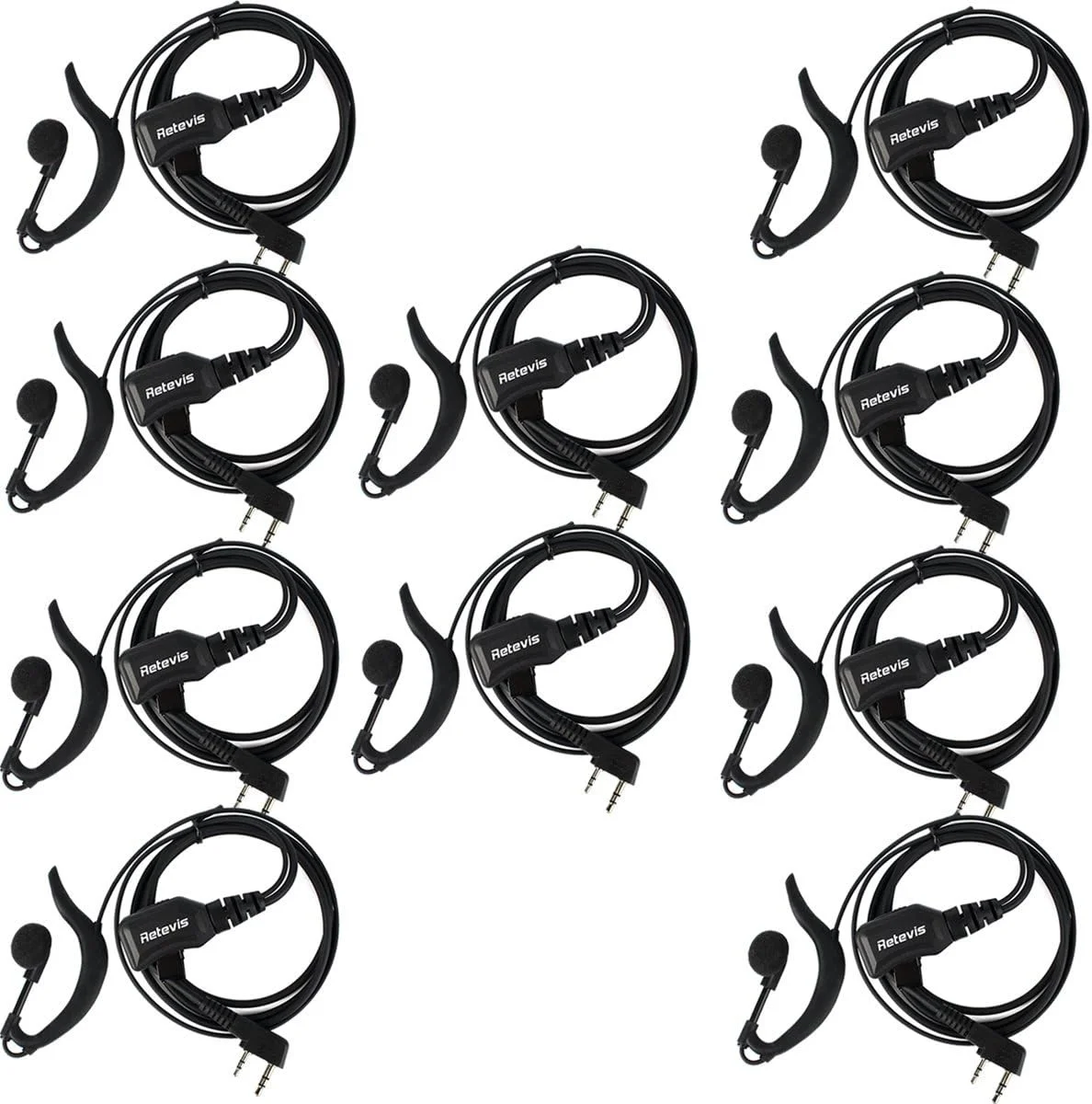 گوشی رادیویی با میکروفون 2 پین Retevis، هدست با قابلیت تنظیم صدا، گوشی G شکل سازگار با Retevis H-777 RT22 RT21 H-777S Kenwood Baofeng UV-5R BF-F8HP BF-888S Arcshell AR-5