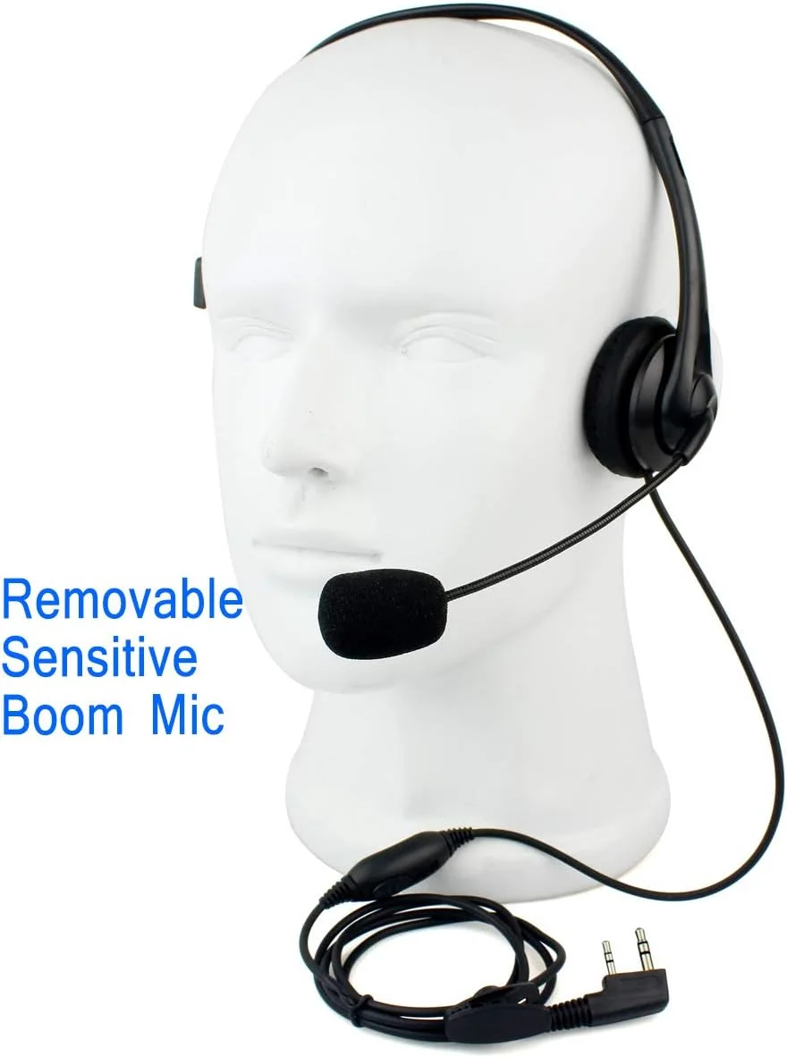 هدست واکی تاکی روگوشی Retevis با میکروفون بوم، 2 پین، برای RT22 RT68 RT21 H-777 RT86 RT19 RB26 RB45، سازگار با واکی تاکی Kenwood Arcshell، هدست رادیویی دو طرفه (بسته 5 عددی)