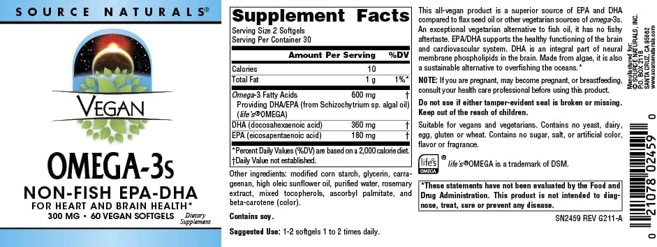 سورس نچرالز 3S EPA DHA - 60 سافت ژل گیاهی سورس نچرالز 3S EPA DHA - 60 سافت ژل گیاهی