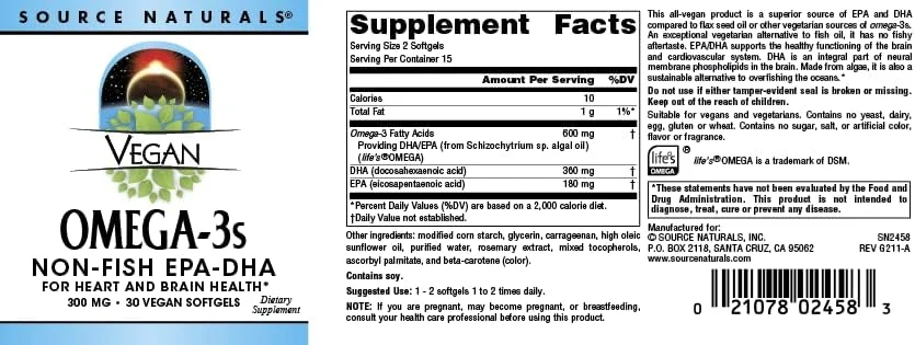 منبع نچرالز امگا 3 گیاهی EPA-DHA - 300 میلی گرم، 30 سافت ژل گیاهی منبع نچرالز امگا 3 گیاهی EPA-DHA - 300 میلی گرم، 30 سافت ژل گیاهی