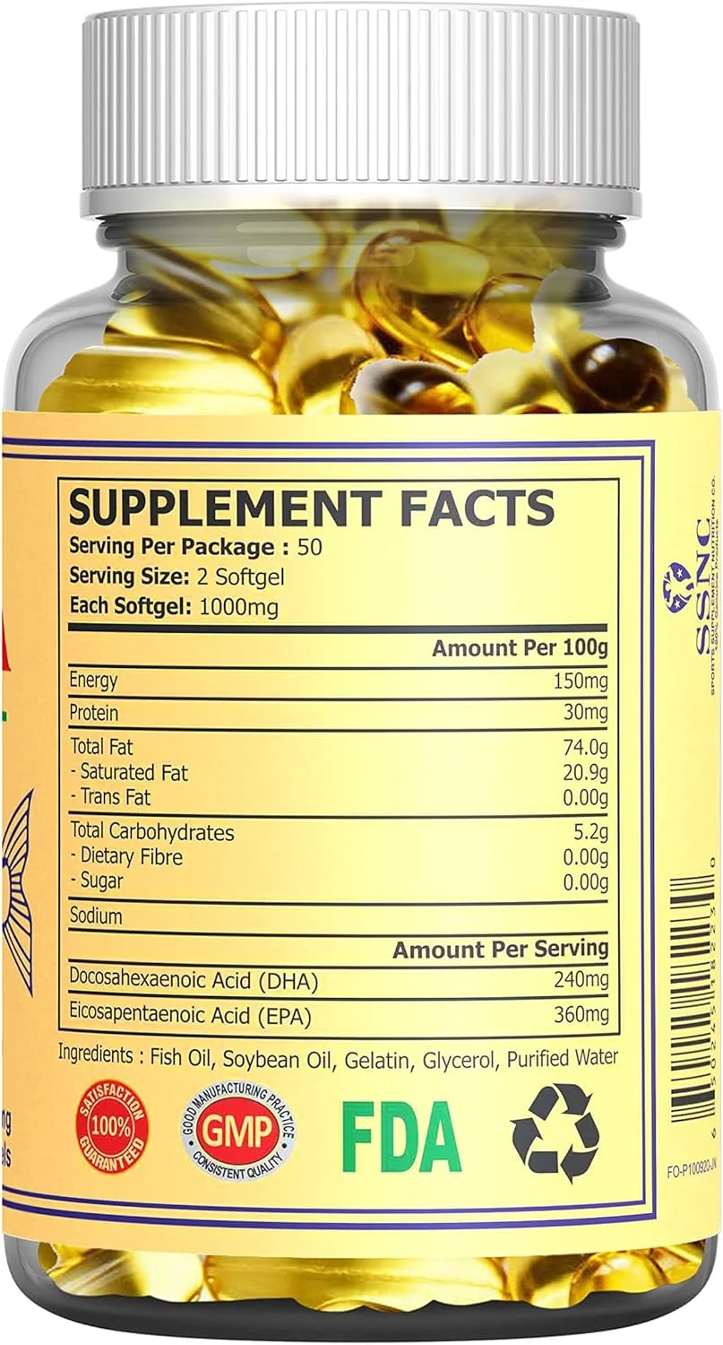 روغن ماهی امگا 3 آلاسکا سان لاین | روغن ماهی اعماق دریا | 1000 میلی گرم، 100 سافت ژل