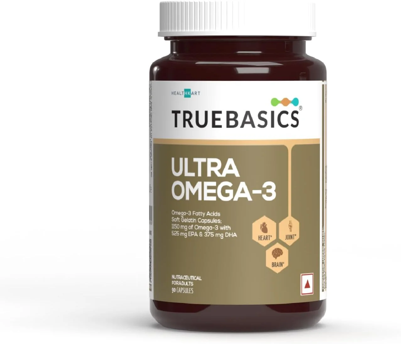 روغن ماهی امگا 3 TrueBasics Ultra (90 کپسول) | قدرت سه برابر با 1150 میلی گرم امگا 3، 525 میلی گرم EPA و 375 میلی گرم DHA | برای سلامت قلب، مفاصل و مغز، 220 گرم
