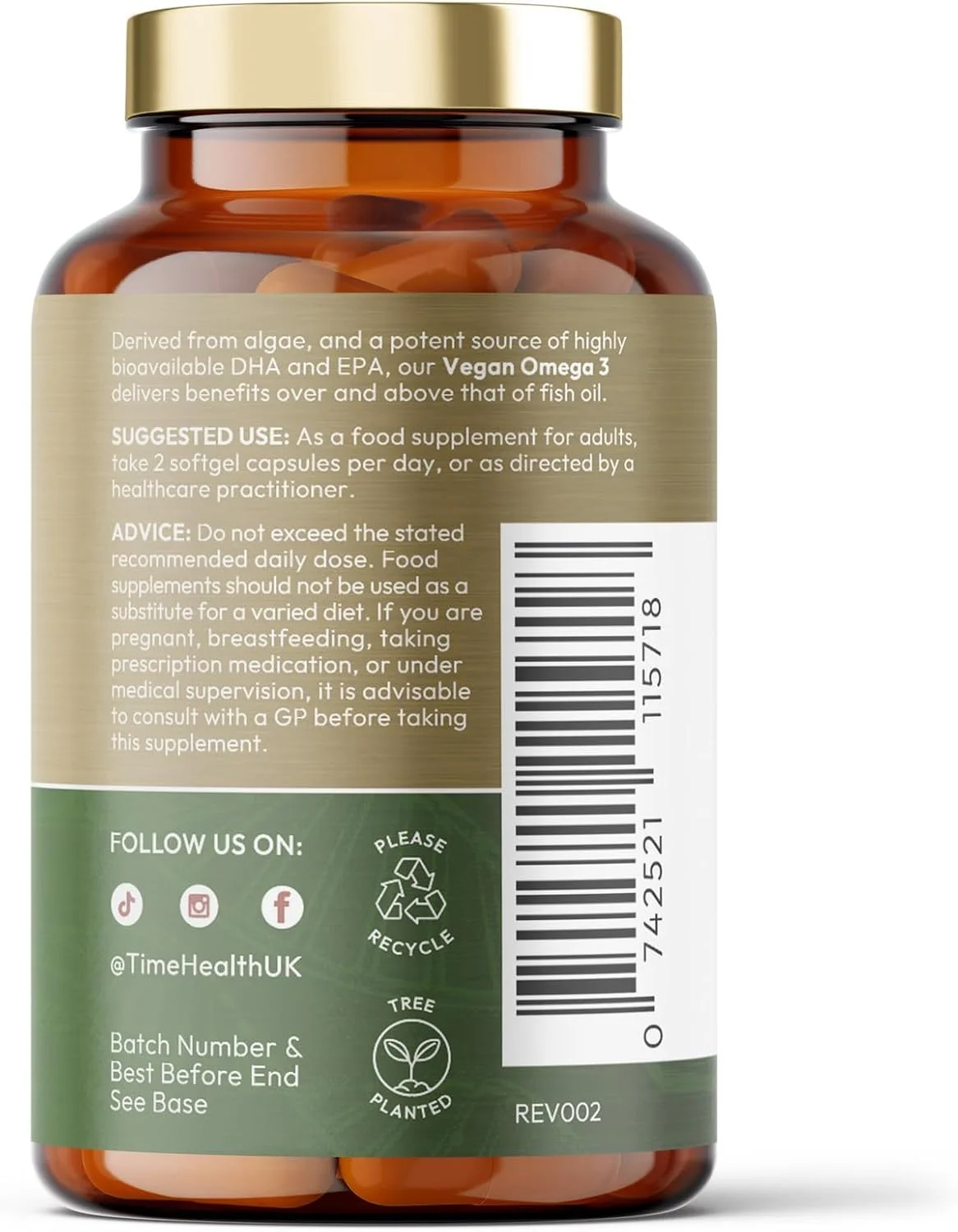 امگا 3 گیاهی – EPA و DHA از روغن جلبک – برند برتر – بدون کاراگینان – جایگزین جلبکی پایدار برای روغن ماهی – اسیدهای چرب ضروری گیاهی – مکمل ساخت انگلستان (120 عدد)