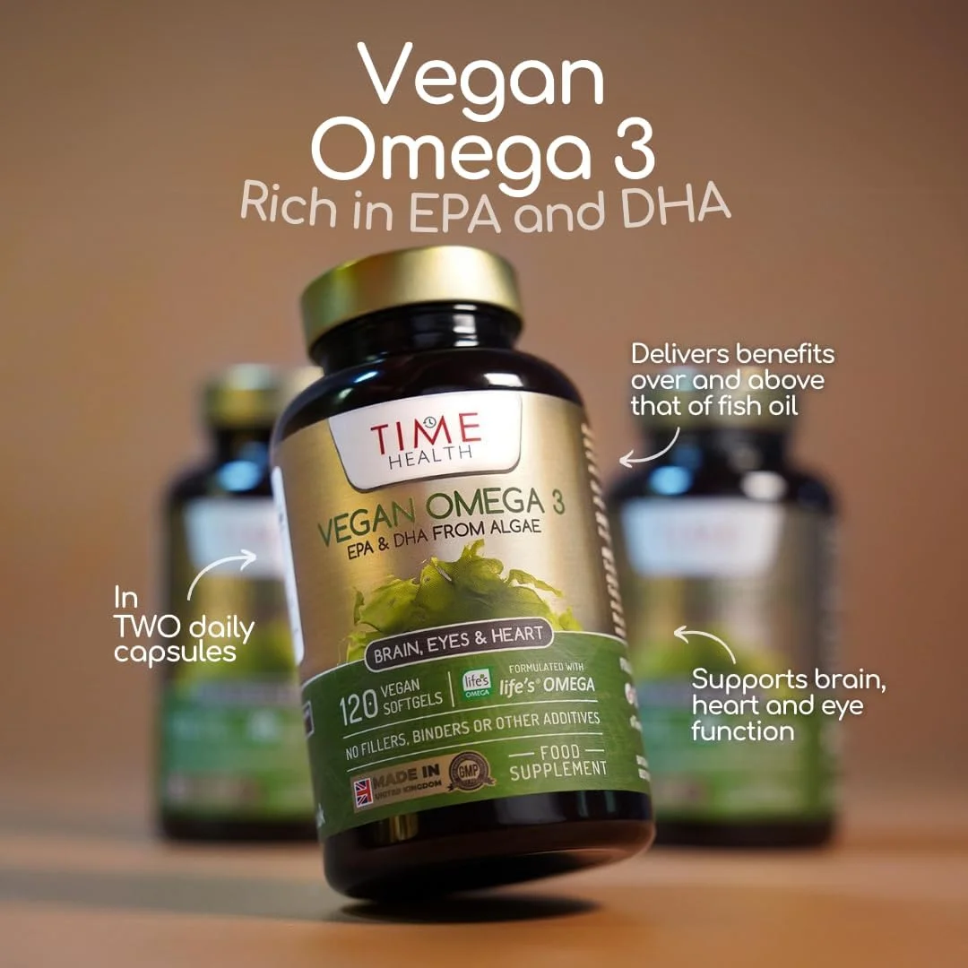 امگا 3 گیاهی – EPA و DHA از روغن جلبک – برند برتر – بدون کاراگینان – جایگزین جلبکی پایدار برای روغن ماهی – اسیدهای چرب ضروری گیاهی – مکمل ساخت انگلستان (120 عدد)