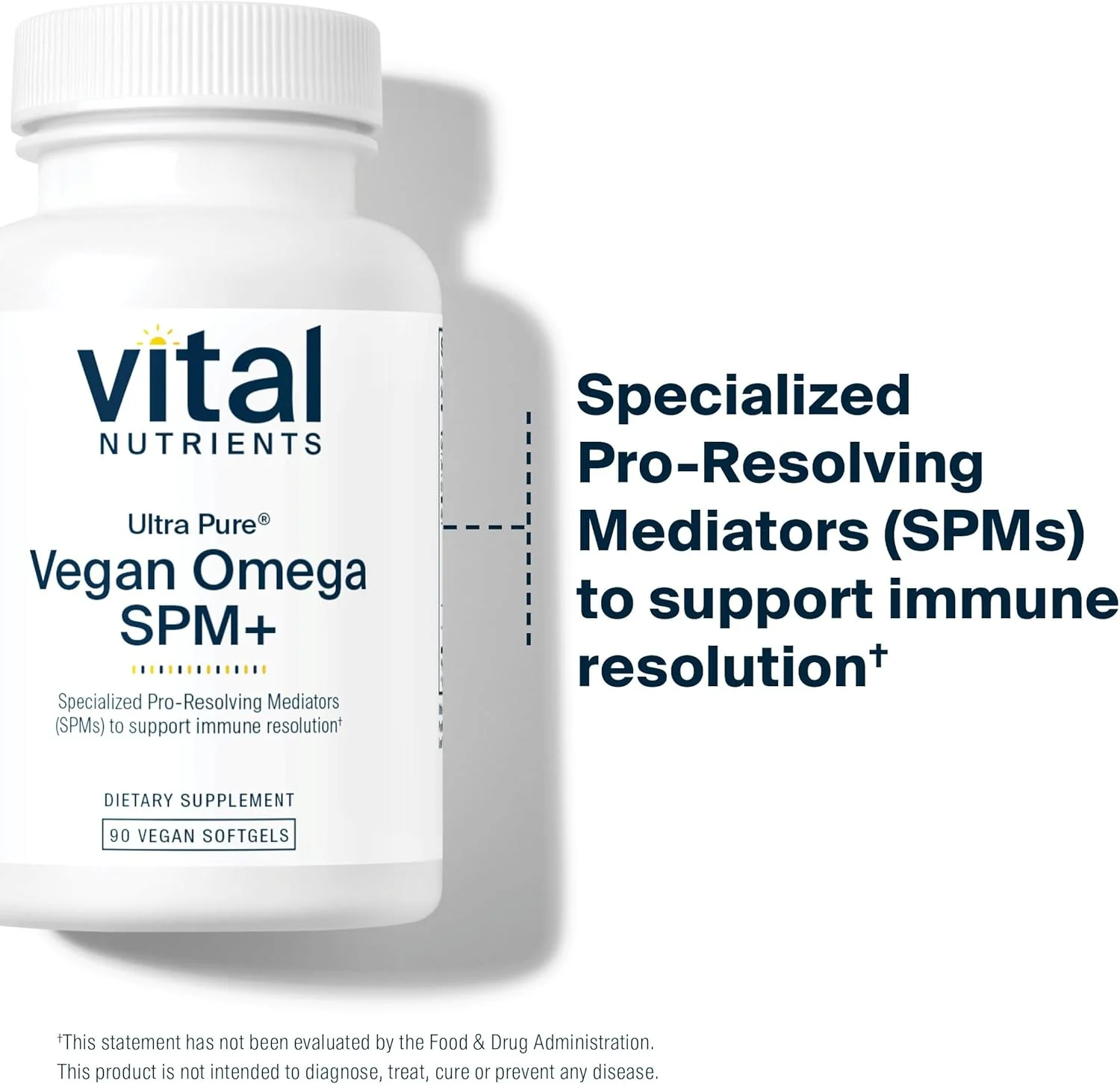 مکمل امگا SPM+ گیاهی خالص Vital Nutrients | میانجی های تخصصی حل کننده التهاب (SPM) گیاهی | فاقد گلوتن، لبنیات، سویا، غیر تراریخته | 90 سافت ژل کوچک