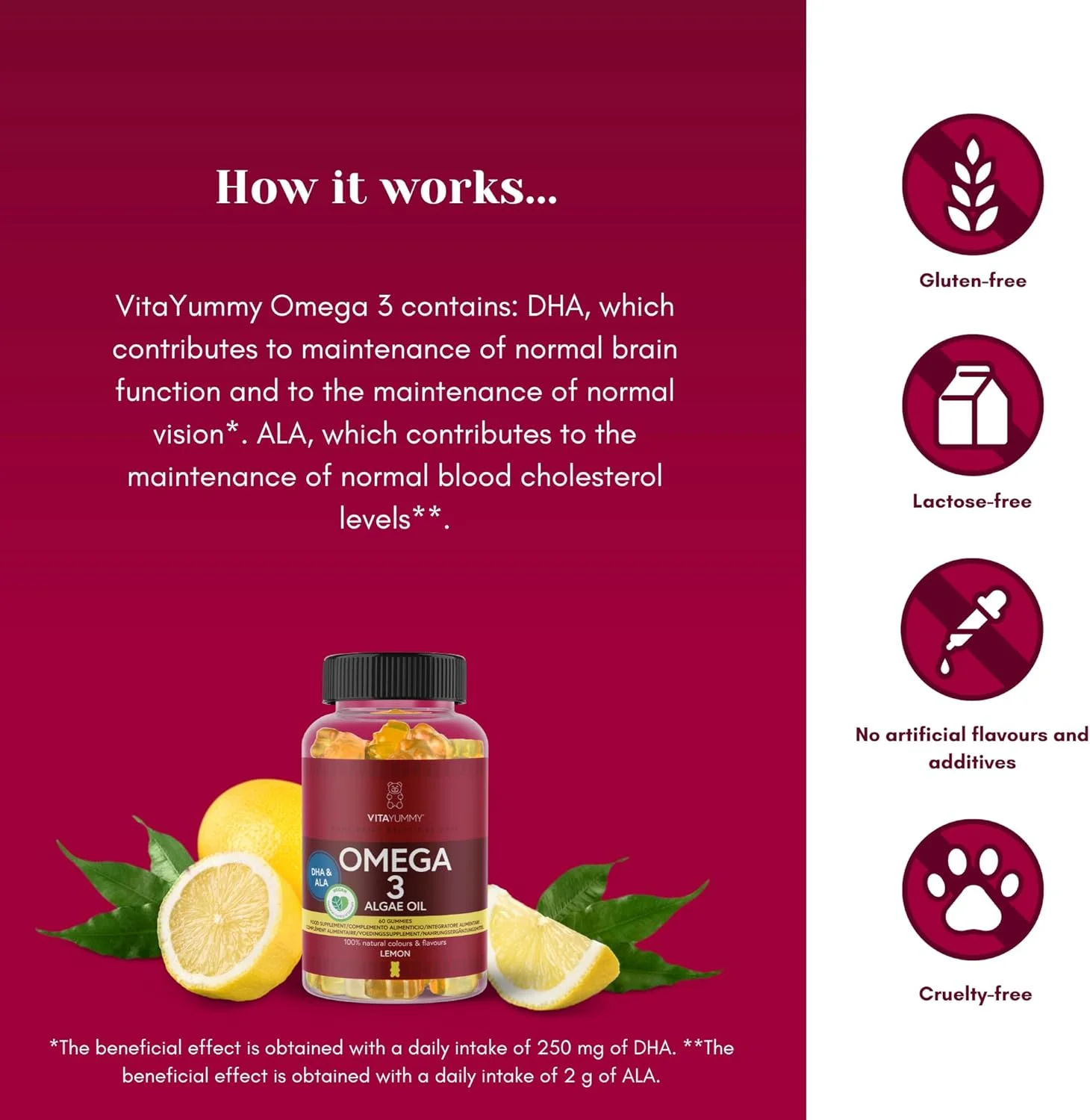 ویتامین های امگا 3 گیاهی - مکمل امگا 3 گیاهی جلبکی برای کودکان و بزرگسالان - EPA و DHA - 60 پاستیل با رنگ طبیعی و طعم لیمو و بدون طعم ماهی - روغن جلبک امگا 3 ساخت آلمان