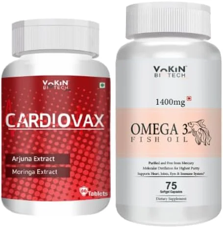 ووکین بایوتک کاردیوواکس طبیعی با عصاره آرجونا و عصاره مورینگا (60 قرص کاردیوواکس + روغن ماهی امگا 3، بسته 75 کپسول نرم)
