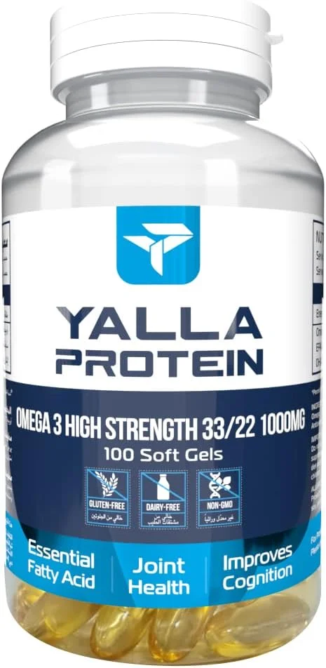 روغن ماهی امگا 3 یالا پروتئین - 330 EPA و 220 DHA - اسید چرب ضروری - پشتیبانی از سلامت و عملکرد مغز