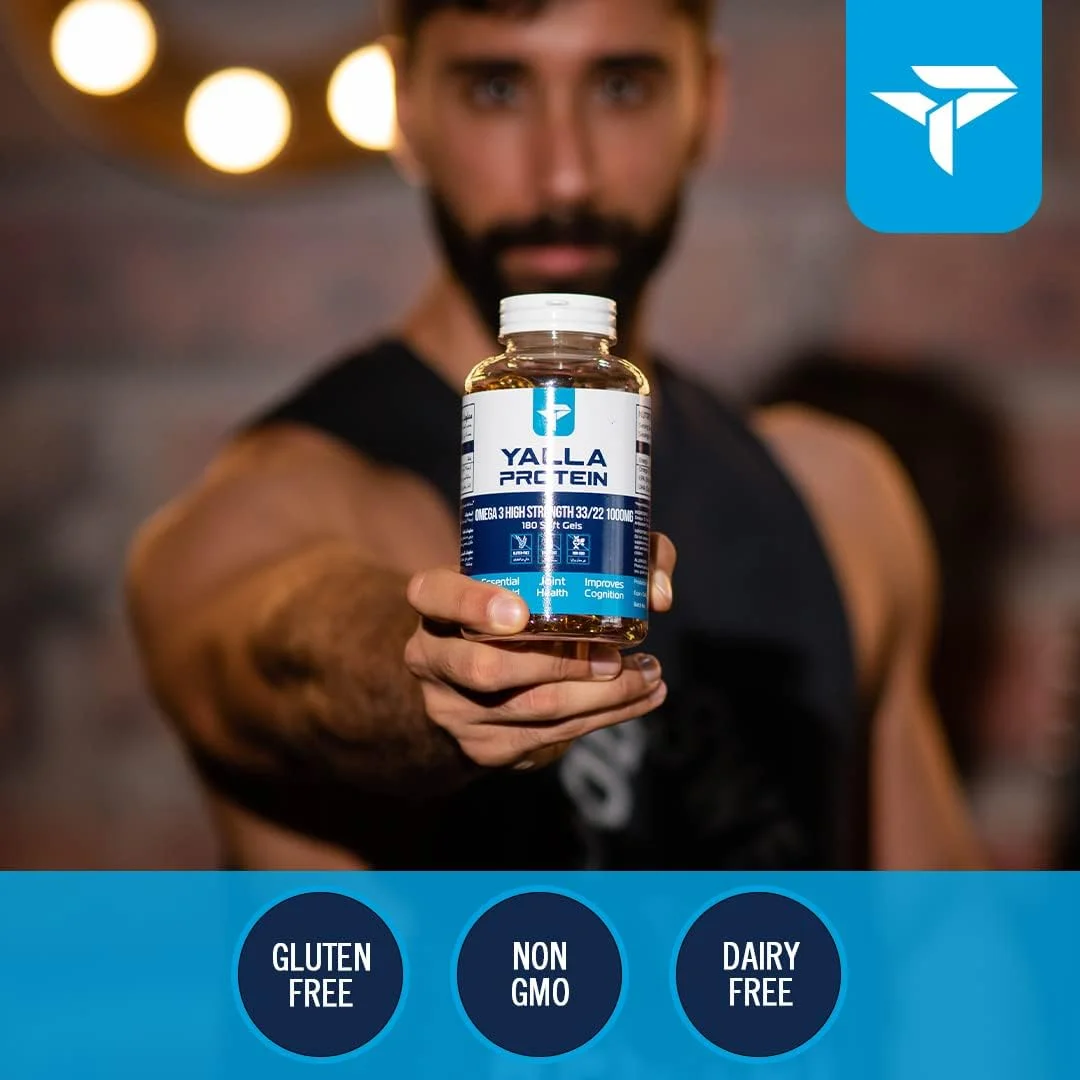 روغن ماهی امگا 3 یالا پروتئین - 330 EPA و 220 DHA - اسید چرب ضروری - پشتیبانی از سلامت و عملکرد مغز