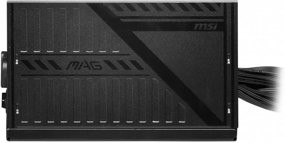 منبع تغذیه غیر ماژولار MSI MAG A600DN، توان 600 وات، راندمان 80 پلاس استاندارد، فن بلبرینگ هیدرولیک 120 میلی متری، PFC فعال، کابل های تخت - مشکی