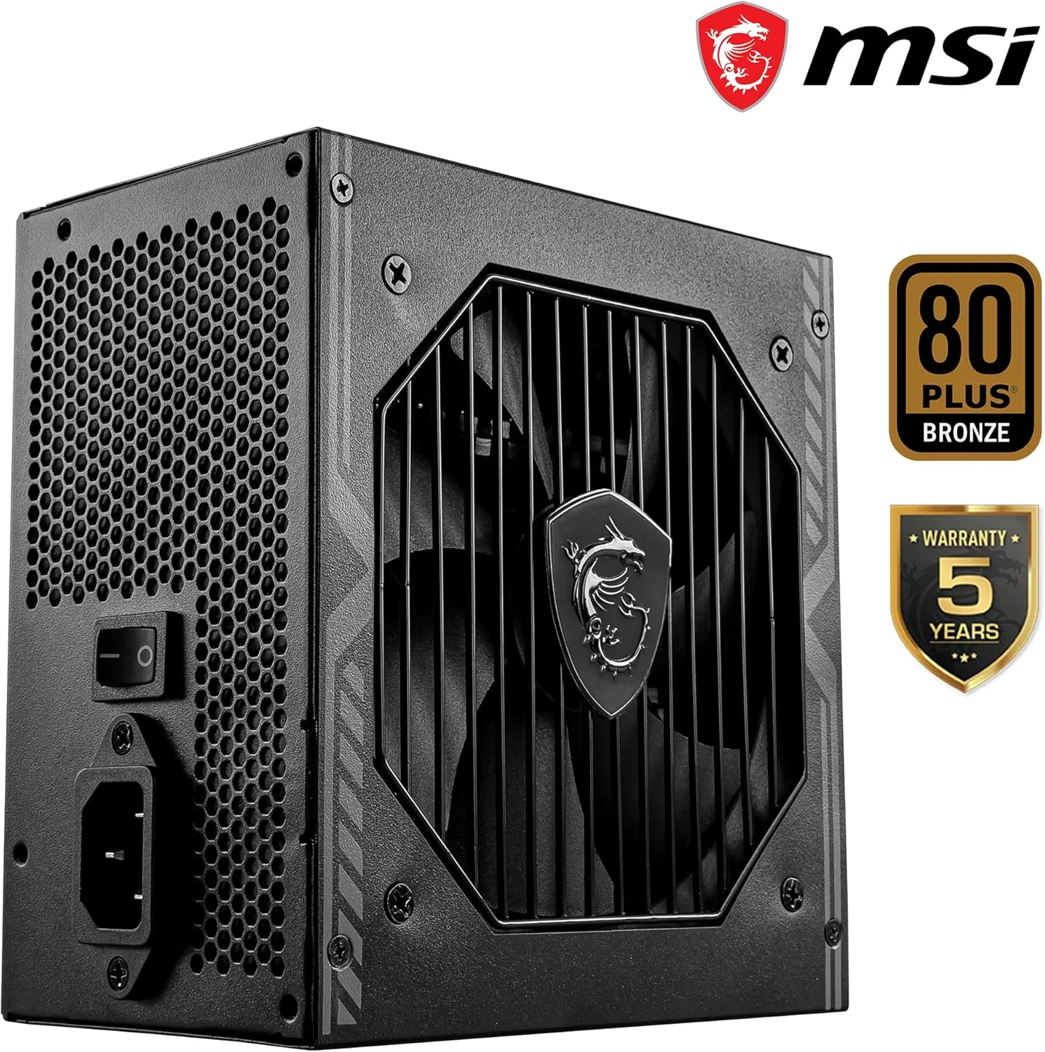 منبع تغذیه 650 وات MSI MAG A650BN با گواهینامه 80+ Bronze، طراحی مدار DC-DC، فن 120 میلی‌متری، PFC فعال، 100-240Vac، ATX - مشکی
