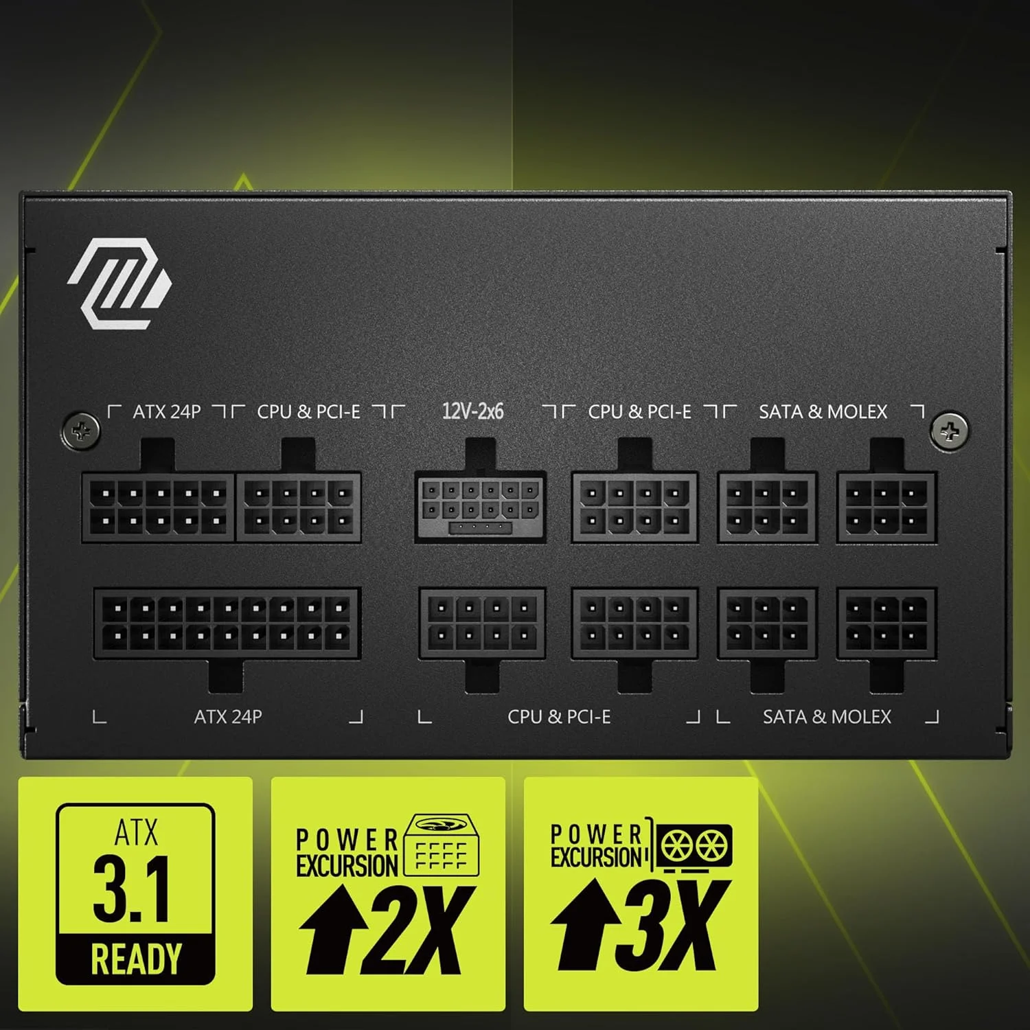 منبع تغذیه ماژولار 750 واتی MSI MAG A750GL PCIE5، نسخه Intel ATX12V 3.0، فن خنک کننده 120 میلی متری، رتبه بندی بازدهی 80 Plus Gold، 4 کانکتور PCIe 6+2 پین، 8 کانکتور SATA - مشکی