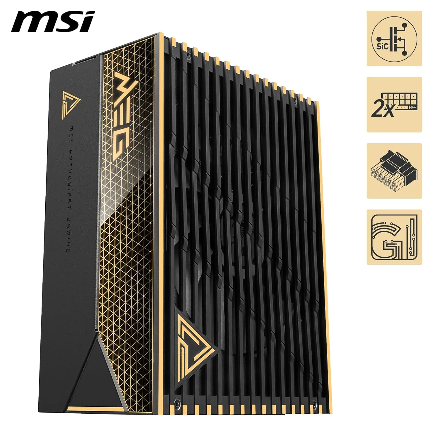 منبع تغذیه گیمینگ MSI MEG Ai1600T PCIE5 ATX 3.1 - تمام ماژولار - دارای گواهینامه 80 Plus Titanium با توان 1600 وات - دارای خازن های ژاپنی 105 درجه سانتیگراد - PSU ATX - 12 سال