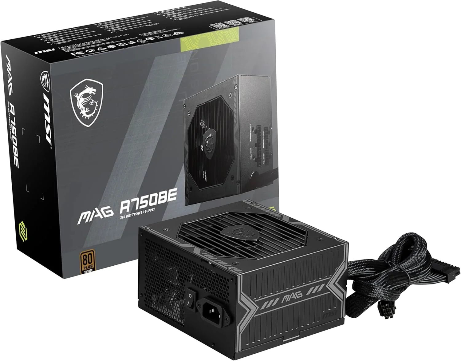 منبع تغذیه گیمینگ ام اس آی MAG A750BE - دارای گواهینامه 80 Plus Bronze با توان 750 وات - نیمه ماژولار - منبع تغذیه ATX کم صدا