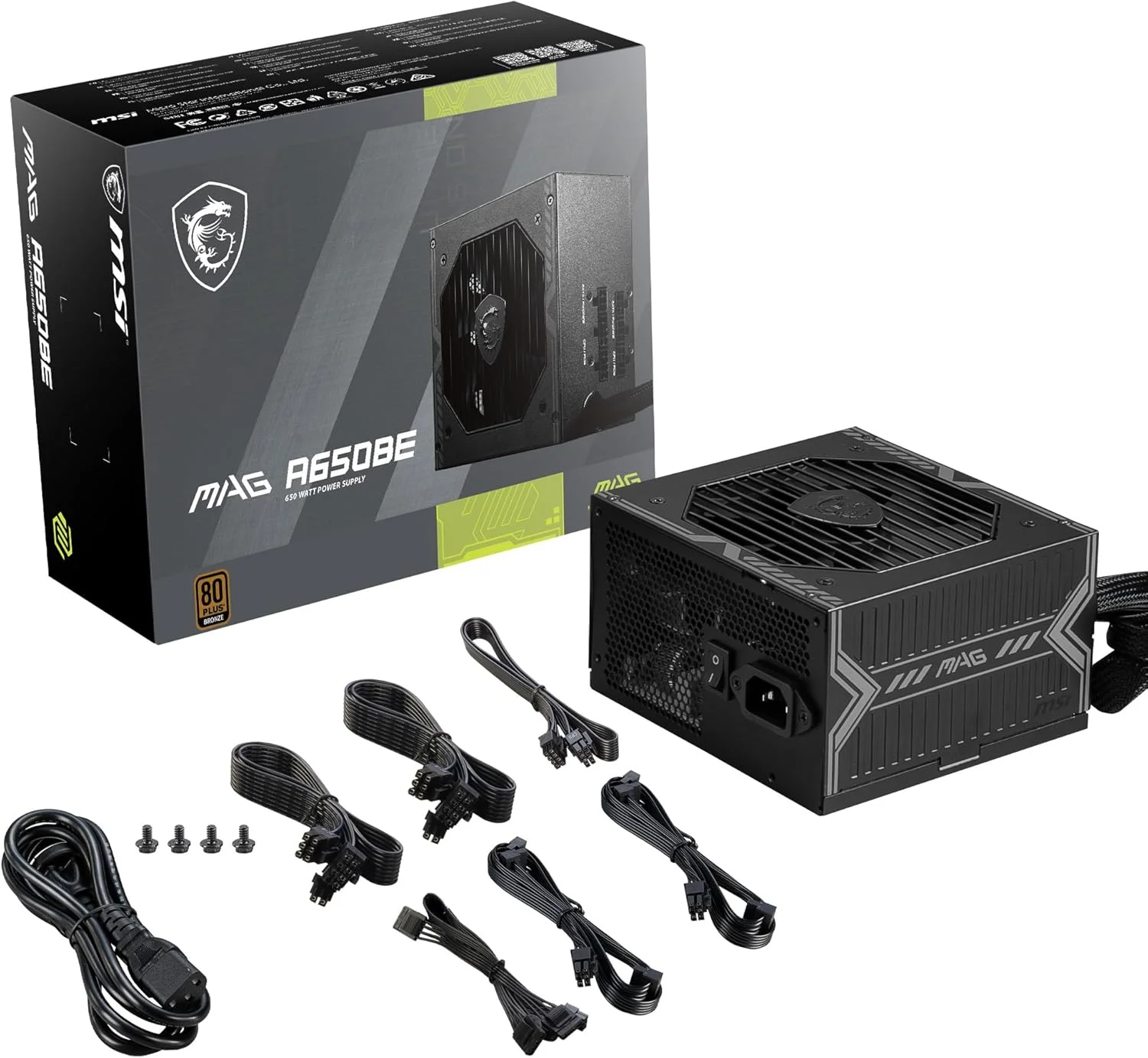 منبع تغذیه گیمینگ ام اس آی MAG A650BE - دارای گواهینامه 80 Plus Bronze با توان 650 وات - نیمه ماژولار - منبع تغذیه ATX با نویز کم