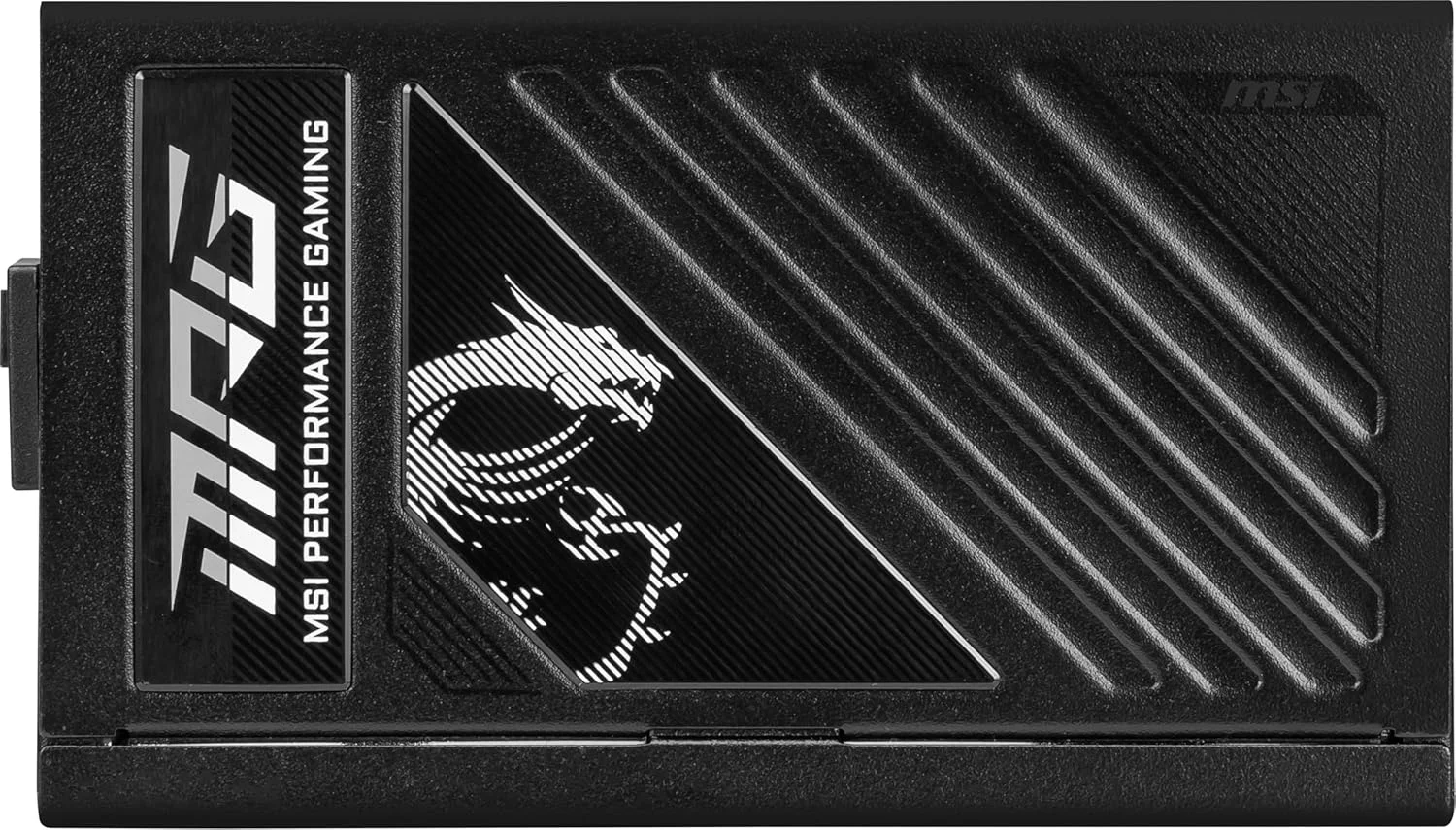 منبع تغذیه کامپیوتر MSI MPG A1250GS PCIE5، توان 1250 وات، 80 PLUS Gold، ATX 3.1، پشتیبانی از کارت گرافیک PCIe 5.1، دارای دو عدد 12V-2x6، کابل های با روکش برجسته و کانکتورهای دو رنگ 12V-2x6، منبع تغذیه ATX