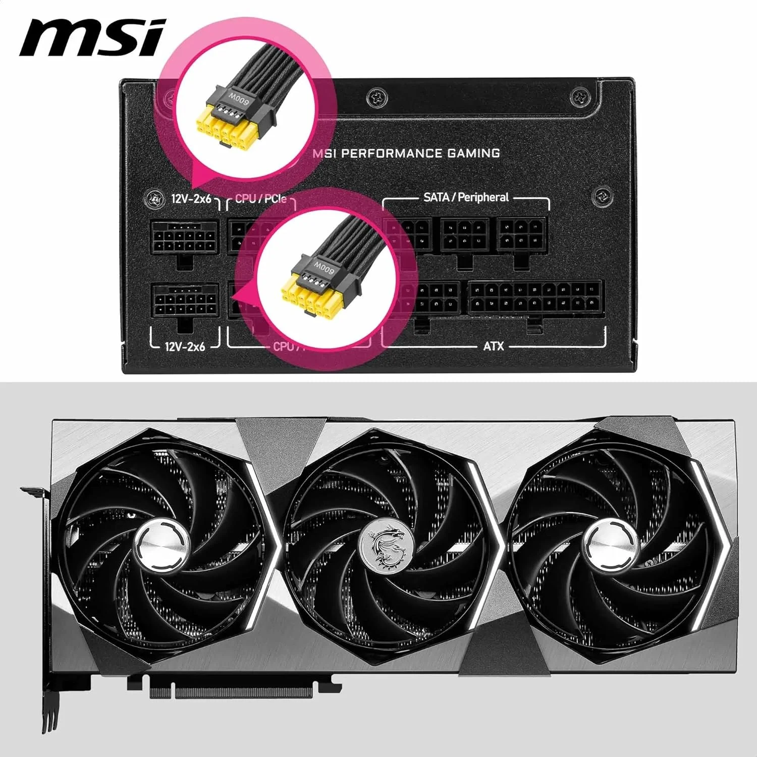 منبع تغذیه کامپیوتر MSI MPG A1000GS PCIE5 کاملاً ماژولار، توان 1000 وات، راندمان 80 PLUS Gold، بلبرینگ دینامیکی سیال 135 میلی‌متری، PFC فعال، حالت Zero Fan - مشکی