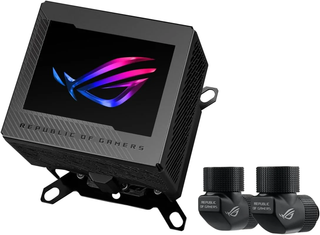 خنک کننده آبی پردازنده ASUS ROG Ryujin III WB با صفحه نمایش LCD رنگی 3.5 اینچی، فن VRM داخلی، 178 پره خنک کننده میکرو و صفحات خنک کننده آلیاژ مس Asetek و اتصالات ROG
