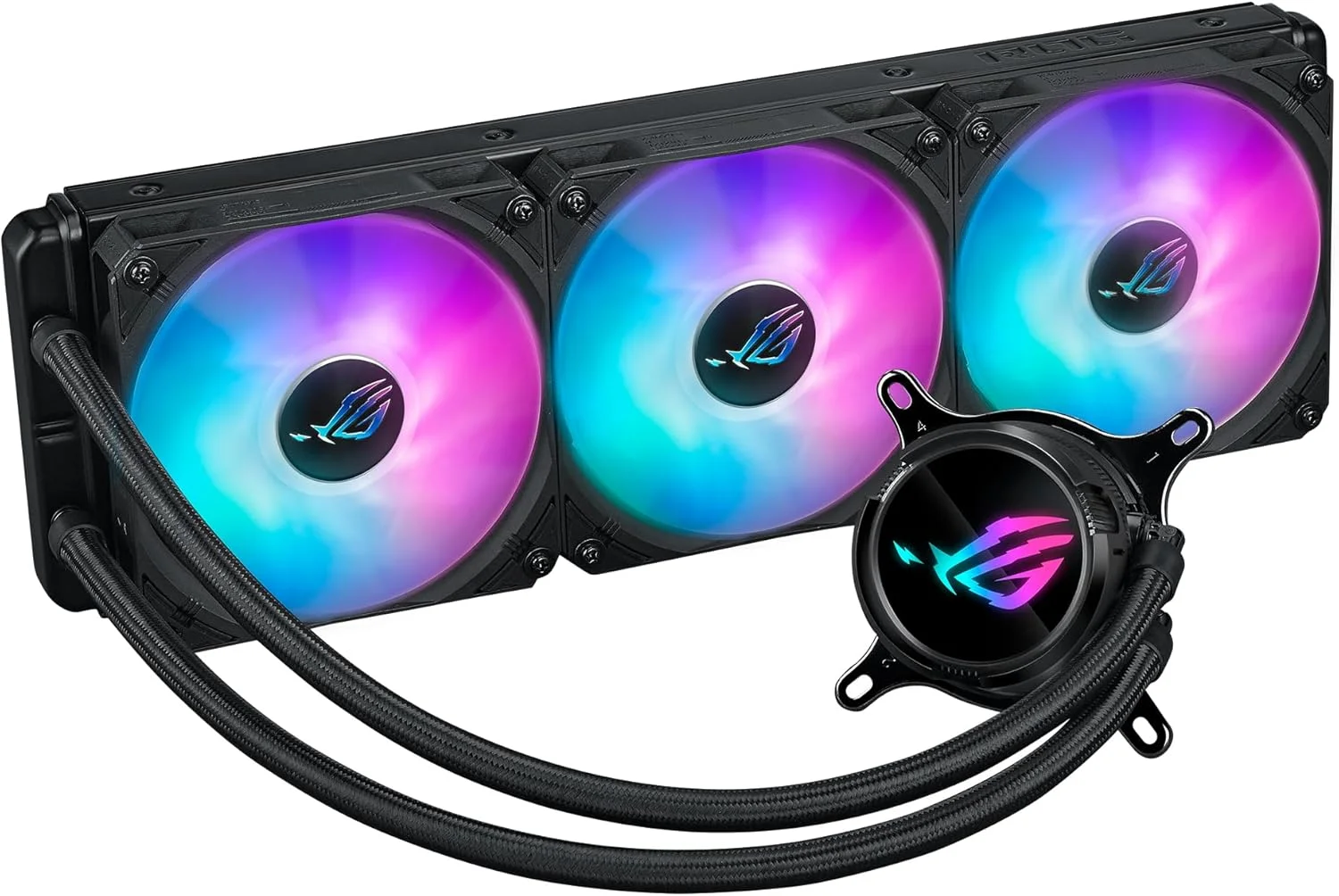 خنک کننده مایع پردازنده ASUS ROG Strix LC III 360 ARGB: بلوک آبی قابل چرخش 360 درجه، پمپ نسل 7 v2 جدید Asetek، فن های ROG ARGB، بیش از 10 جلوه نورپردازی سفارشی Aura، AURA Sync - مشکی