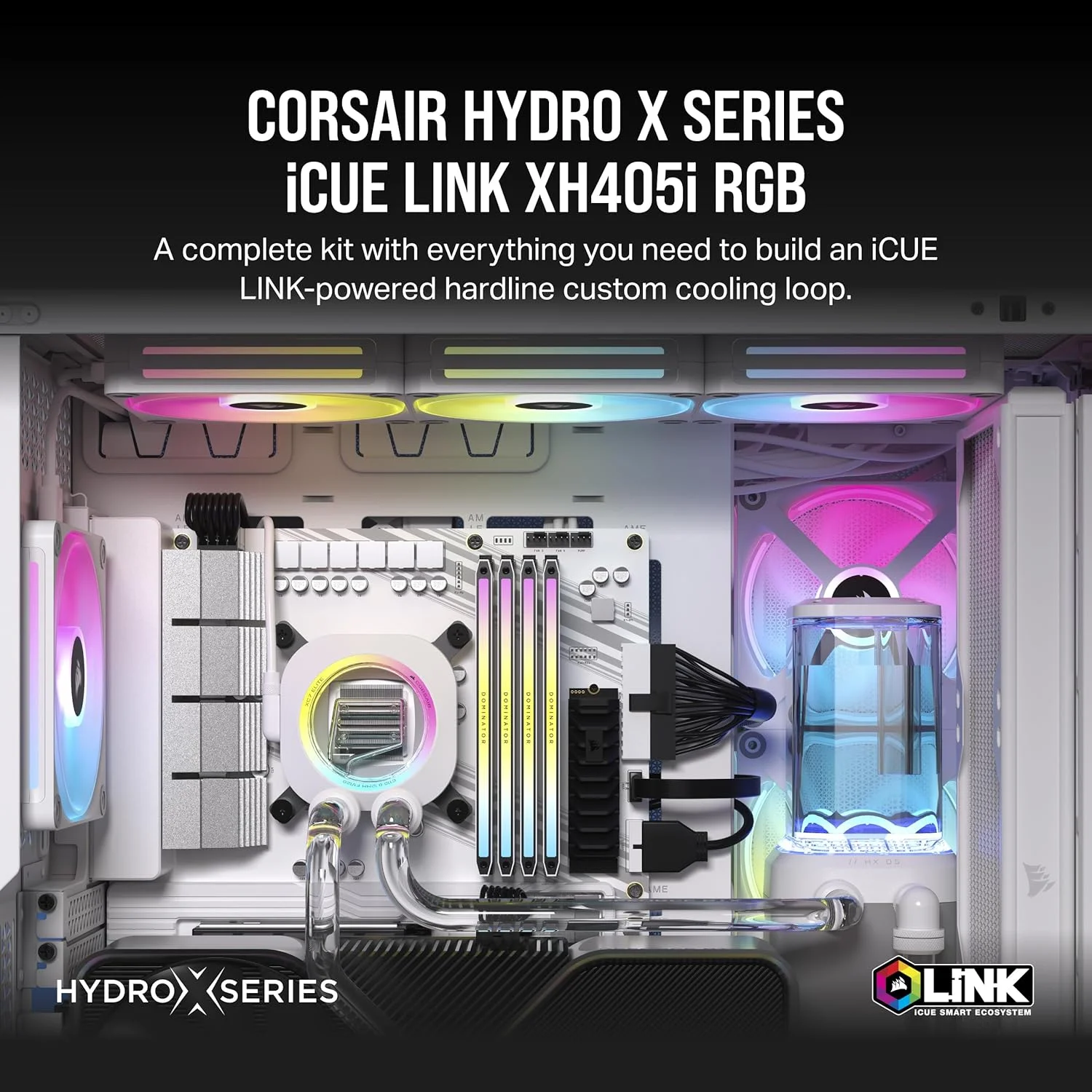 کیت خنک کننده سفارشی CORSAIR Hydro X Series iCUE LINK XH405i – حلقه خنک کننده آبی Hardline – واتر بلاک پردازنده XC7 ELITE – پمپ و مخزن XD5 ELITE D5 – رادیاتور XR5 360mm – 3 عدد فن QX120 RGB – سفید کیت خنک کننده سفارشی CORSAIR Hydro X Series iCUE LINK XH405i – حلقه خنک کننده آبی Hardline – واتر بلاک پردازنده XC7 ELITE – پمپ و مخزن XD5 ELITE D5 – رادیاتور XR5 360mm – 3 عدد فن QX120 RGB – سفید