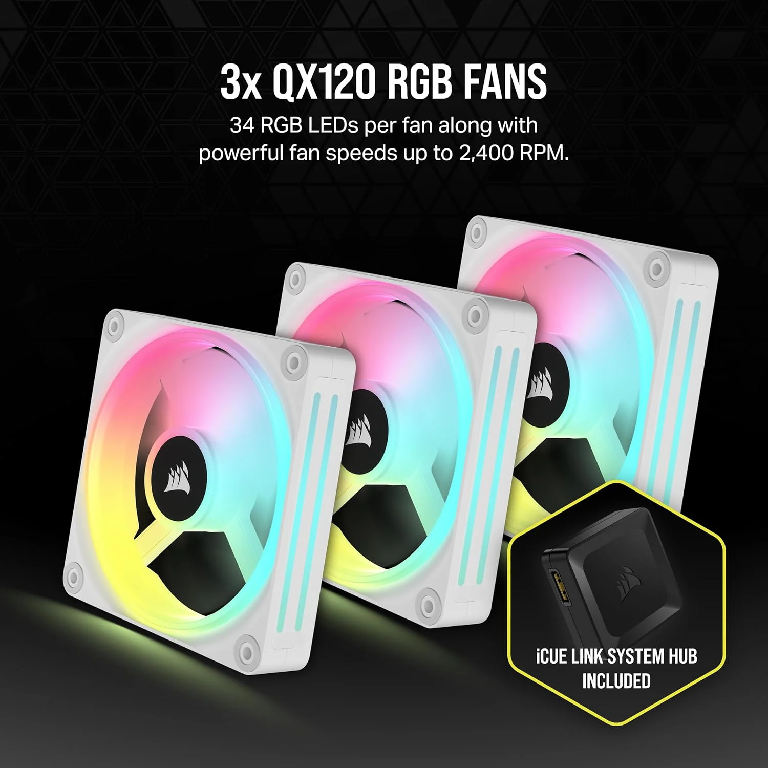 کیت خنک کننده سفارشی CORSAIR Hydro X Series iCUE LINK XH405i – حلقه خنک کننده آبی Hardline – واتر بلاک پردازنده XC7 ELITE – پمپ و مخزن XD5 ELITE D5 – رادیاتور XR5 360mm – 3 عدد فن QX120 RGB – سفید