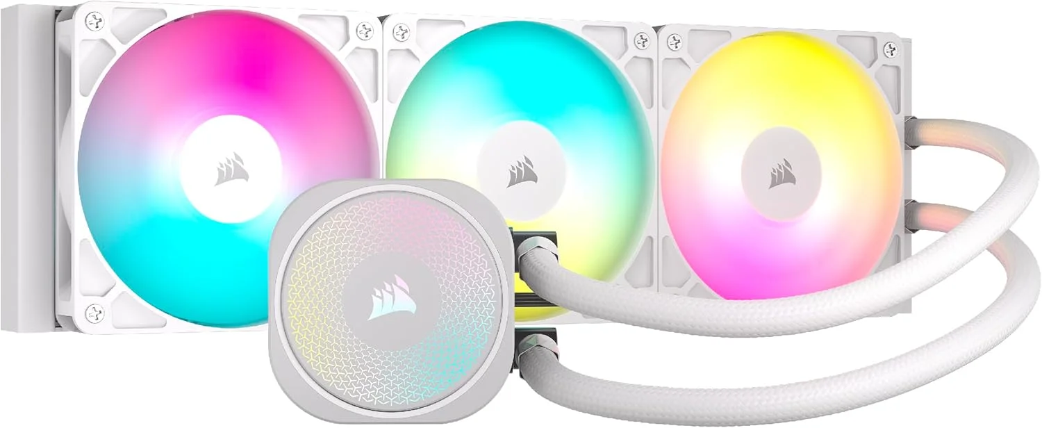 خنک کننده مایع پردازنده CORSAIR Nautilus 360 RS ARGB - خنک کننده همه کاره 360 میلی متری - کم صدا - اتصال مستقیم به مادربرد - Intel LGA 1851/1700, AMD AM5/AM4-3X شامل فن های RS120 ARGB - سفید