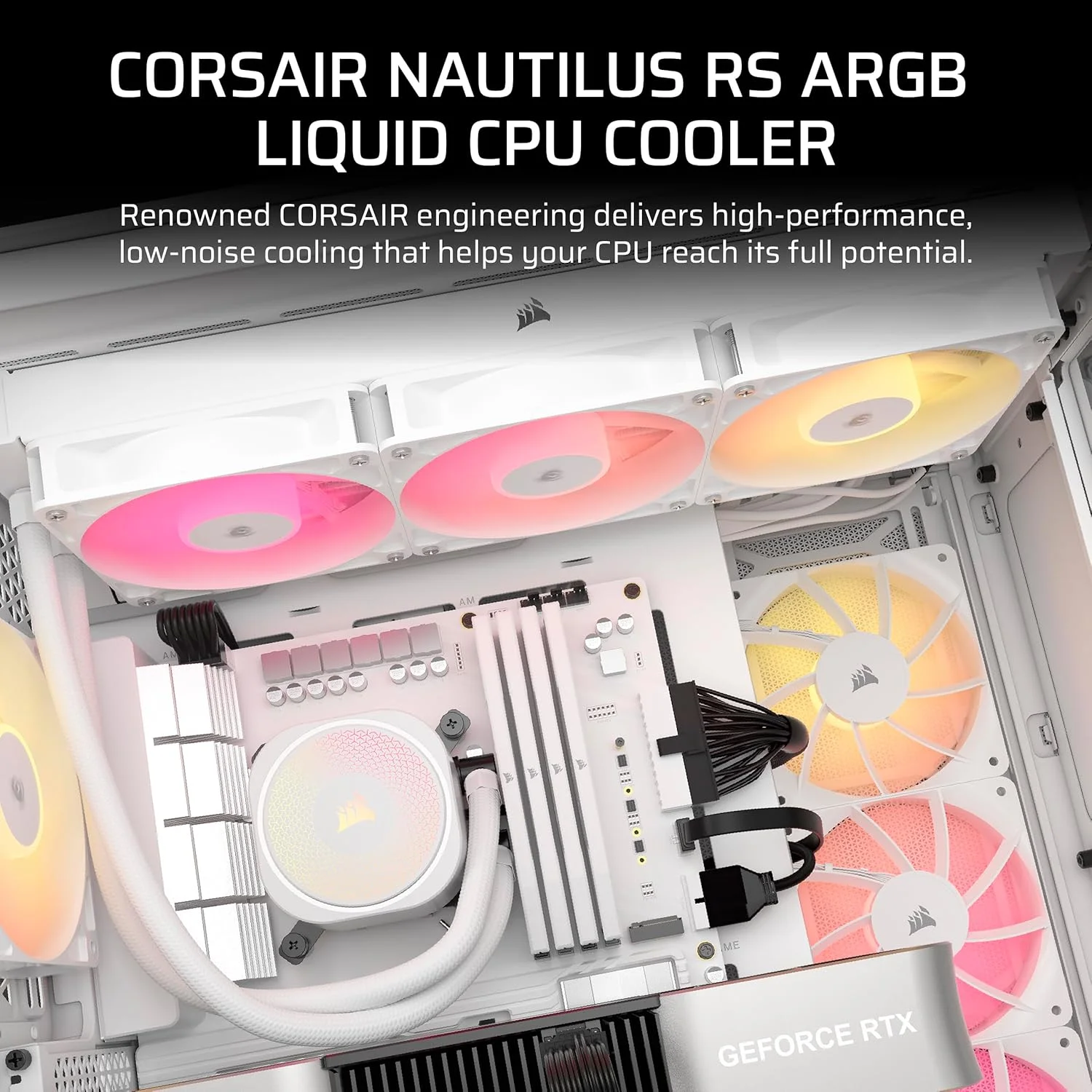 خنک کننده مایع پردازنده CORSAIR Nautilus 360 RS ARGB - خنک کننده همه کاره 360 میلی متری - کم صدا - اتصال مستقیم به مادربرد - Intel LGA 1851/1700, AMD AM5/AM4-3X شامل فن های RS120 ARGB - سفید