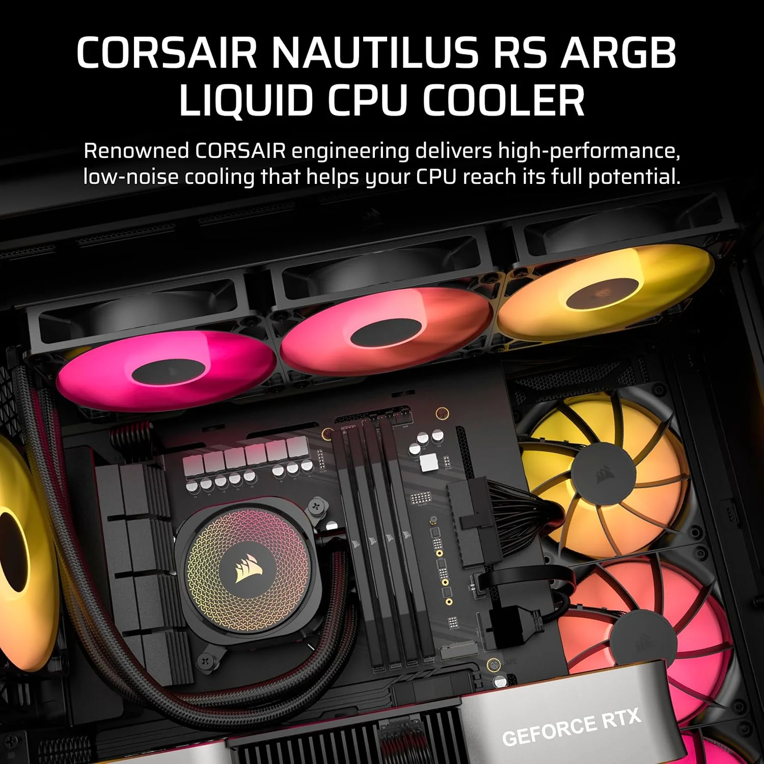 خنک کننده مایع پردازنده CORSAIR Nautilus 360 RS ARGB - خنک کننده AIO 360 میلی متری - نویز کم - اتصال مستقیم به مادربرد - Intel LGA 1851/1700, AMD AM5/AM4-3X شامل فن های RS120 ARGB - مشکی