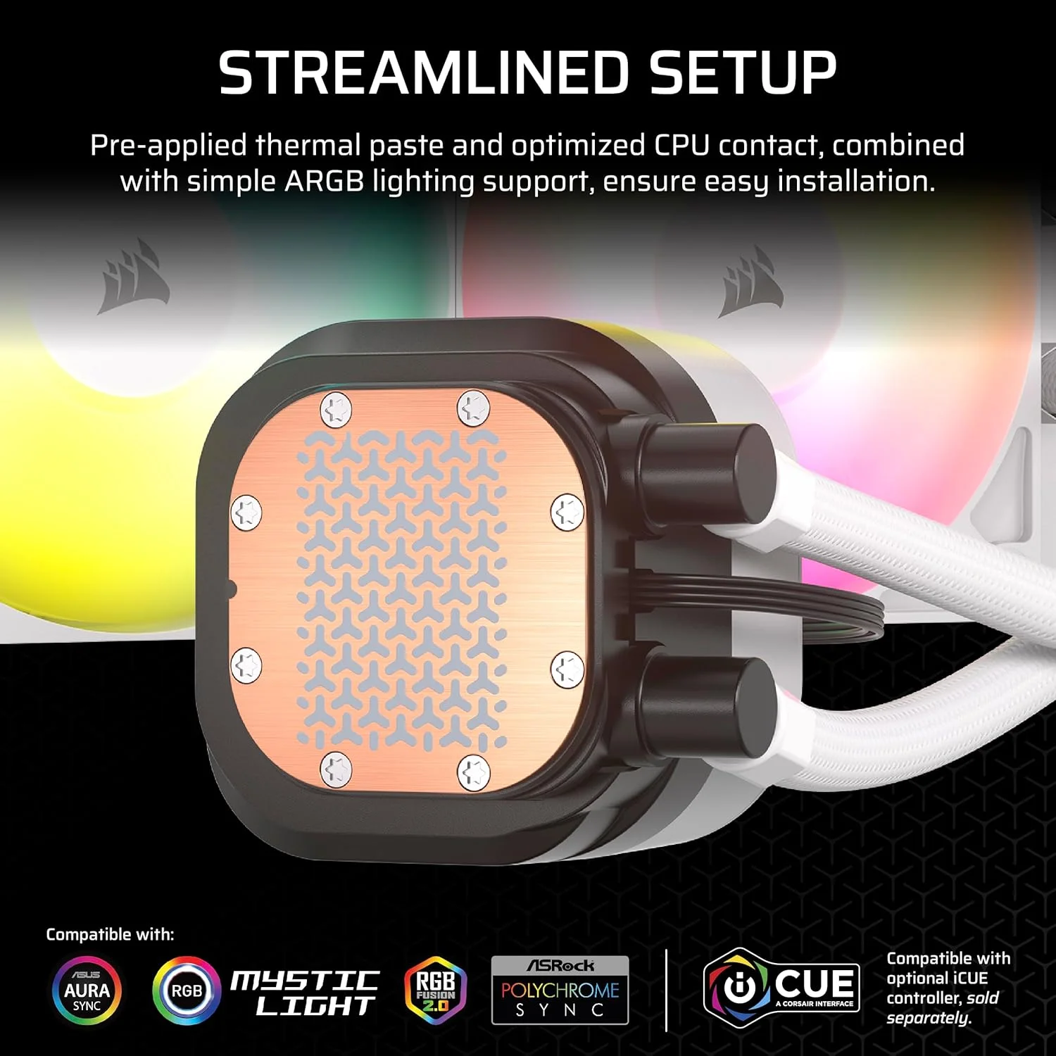 خنک کننده مایع پردازنده CORSAIR Nautilus 360 RS ARGB - خنک کننده همه کاره 360 میلی متری - کم صدا - اتصال مستقیم به مادربرد - Intel LGA 1851/1700, AMD AM5/AM4-3X شامل فن های RS120 ARGB - سفید