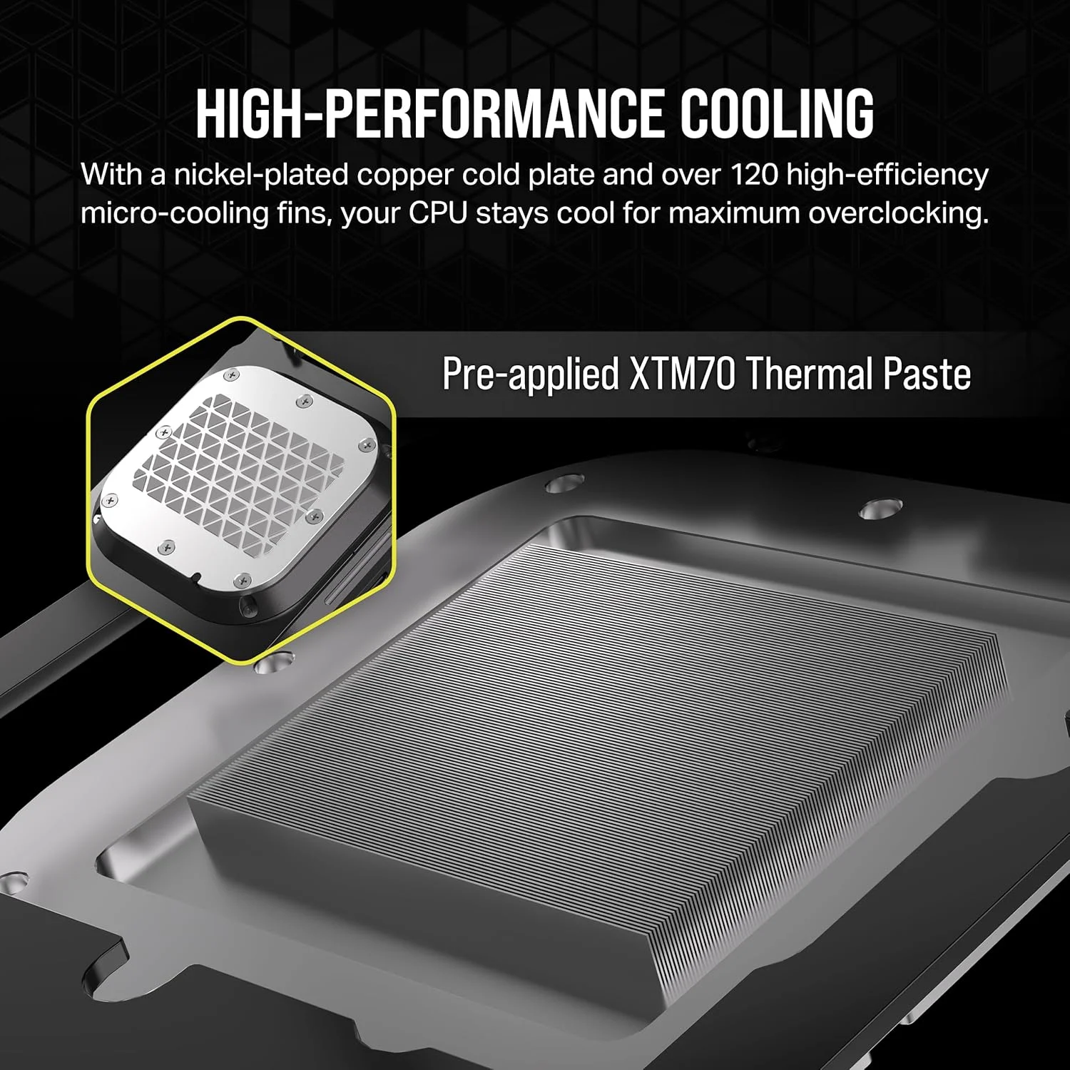 واتربلاک پردازنده CORSAIR XC7 RGB ELITE LCD - صفحه نمایش IPS LCD با رزولوشن 480x480 - دارای 31 LED RGB - اتصال USB-C - سازگار با Intel® LGA 1700 و AMD® AM5 و سوکت‌های قدیمی‌تر - خاکستری تیره