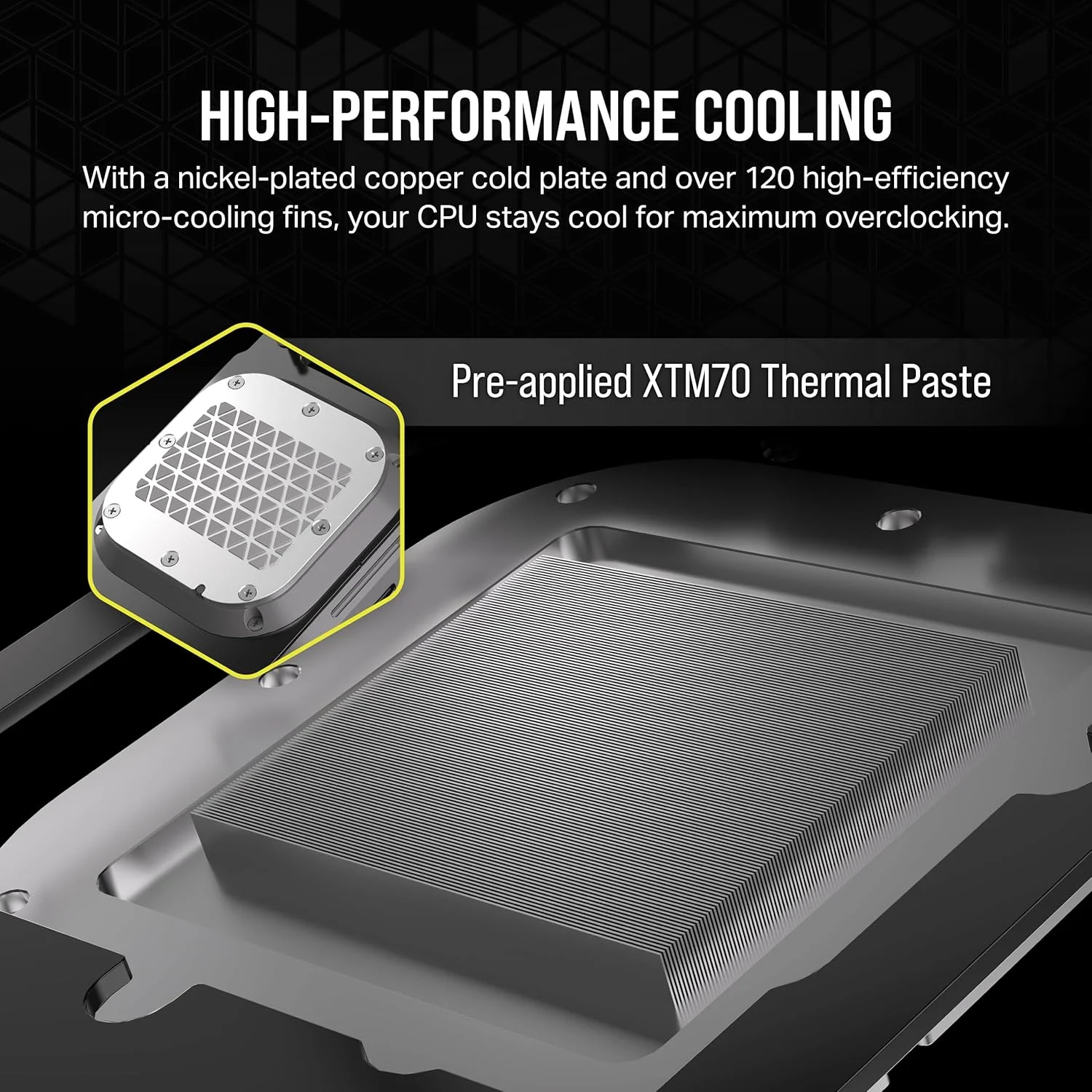 واتربلاک پردازنده CORSAIR XC7 RGB ELITE LCD - صفحه نمایش IPS LCD 480x480 - 31 LED RGB - USB-C - سازگار با Intel® LGA 1700، AMD® AM5 و مدل های قدیمی تر - سفید