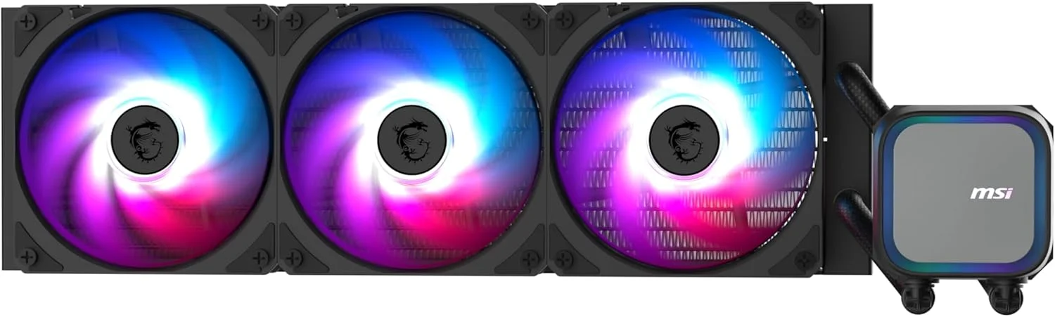 خنک کننده مایع پردازنده MSI MAG Coreliquid A13 360 - رادیاتور 360 میلی متری - سازگار با LGA 1851 - سه فن 120 میلی متری ARGB PWM، مشکی