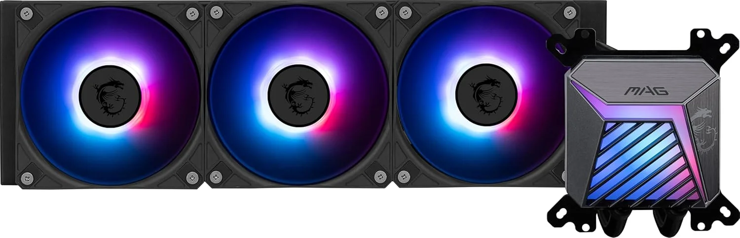 خنک کننده مایع پردازنده MSI MAG CORELIQUID A15 360 - رادیاتور 360 میلی متری - سازگار با LGA 1851 - سه فن 120 میلی متری PWM ARGB، مشکی