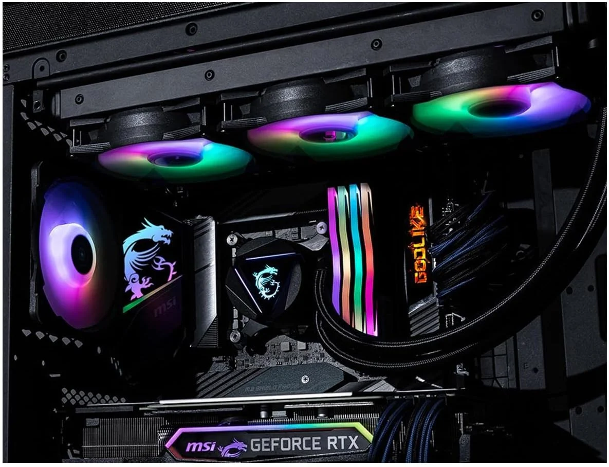 خنک کننده مایع پردازنده Msi Mag Core Liquid 360R V2 - Aio RGB - طراحی درب چرخان - رادیاتور 360 میلی متری - سه فن 120 میلی متری RGB Pwn.