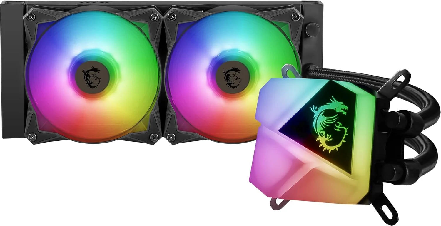 خنک کننده مایع پردازنده MSI MAG CoreLiquid C240 - رادیاتور 240 میلی متری - سازگار با LGA 1700 - دو فن 120 میلی متری ARGB PWM برای کامپیوتر