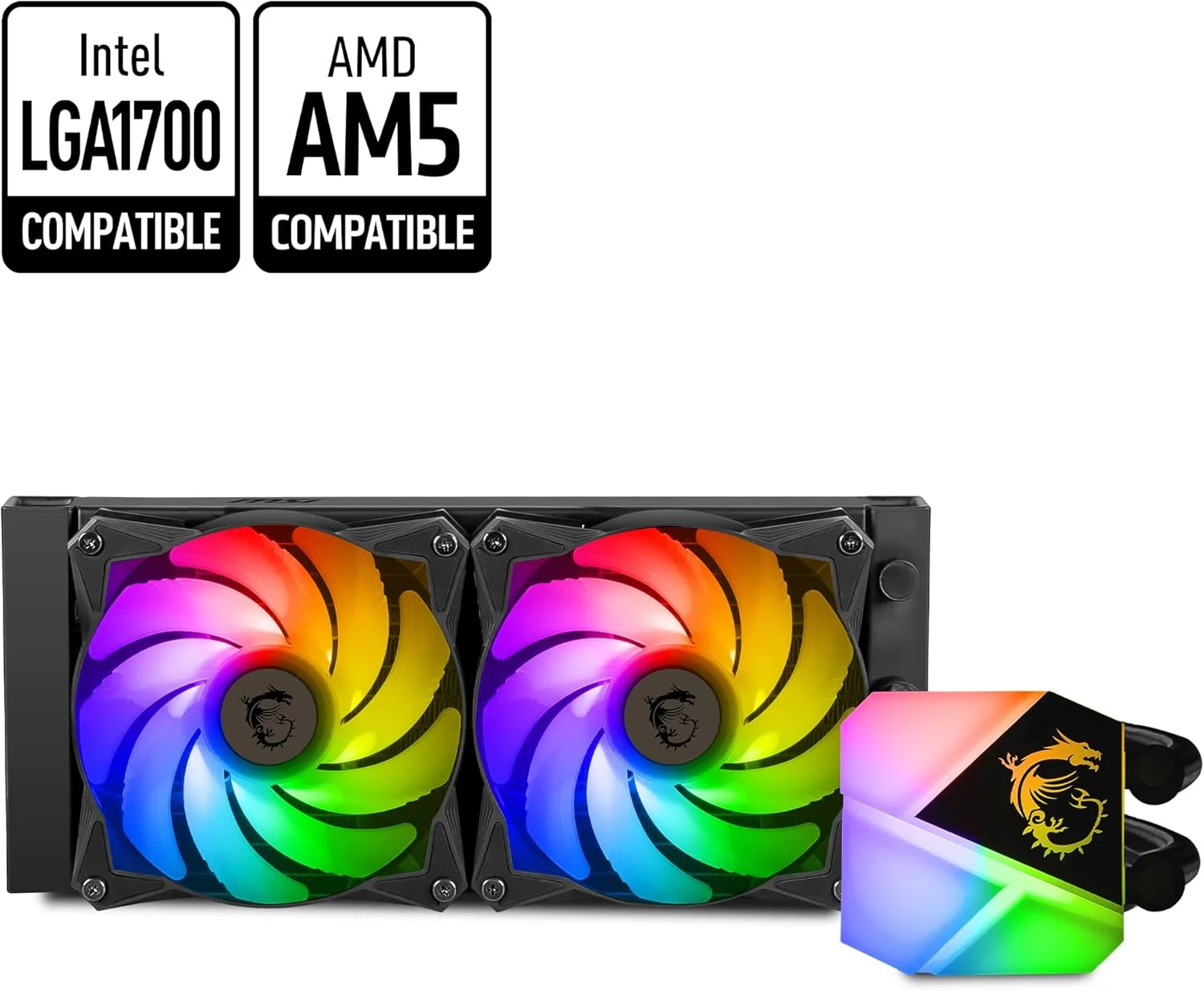 خنک کننده مایع پردازنده MSI MAG CoreLiquid C240 - رادیاتور 240 میلی متری - سازگار با LGA 1700 - دو فن 120 میلی متری ARGB PWM برای کامپیوتر