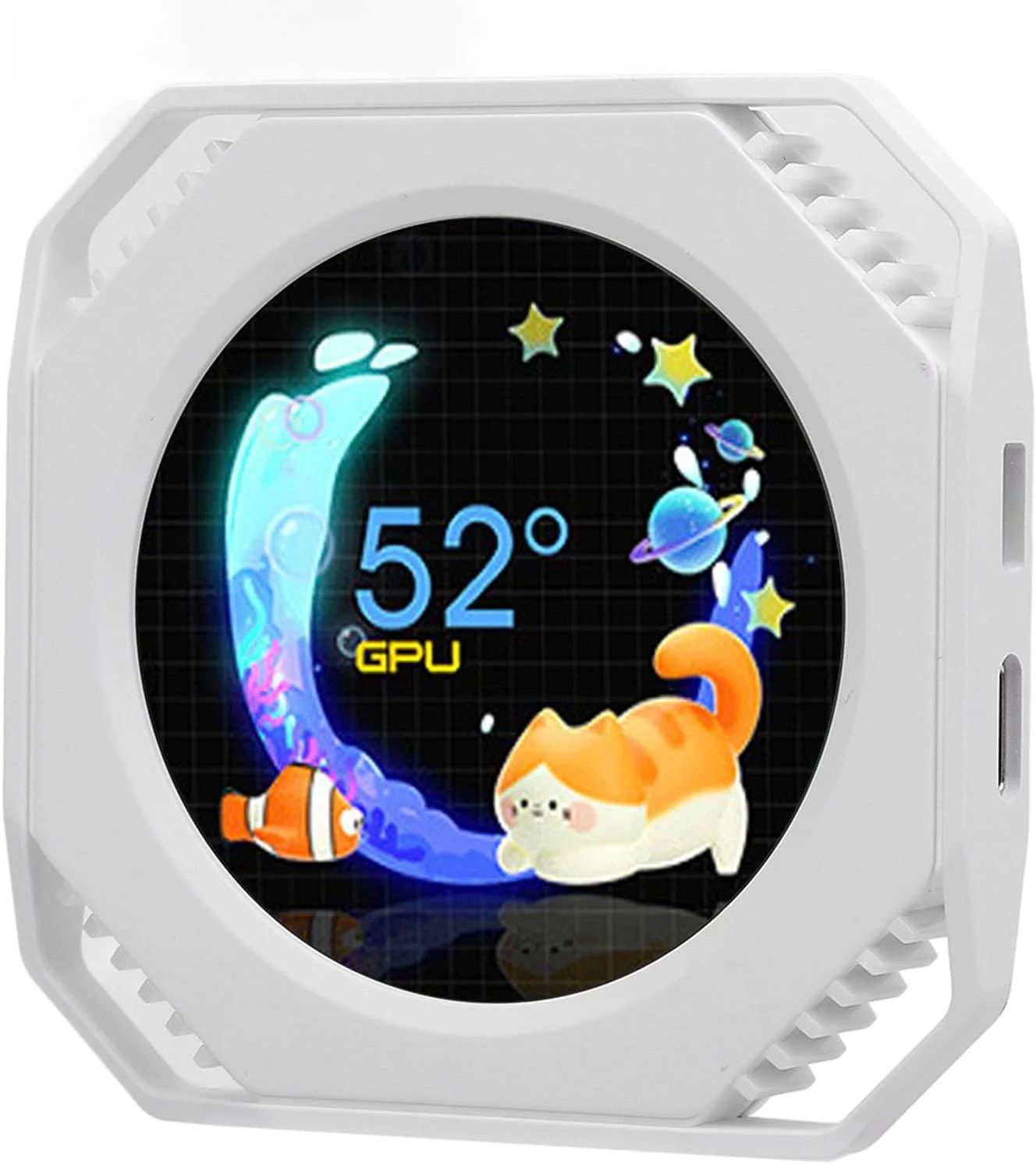 مانیتور USB 2.1 اینچی 480×480 پیکسل - صفحه نمایش خنک کننده مایع، صفحه نمایش خنک کننده مایع با تم پویا، صفحه نمایش ثانویه کیس کامپیوتر با نمایش دمای CPU و GPU از طریق USB RGB (سفید)