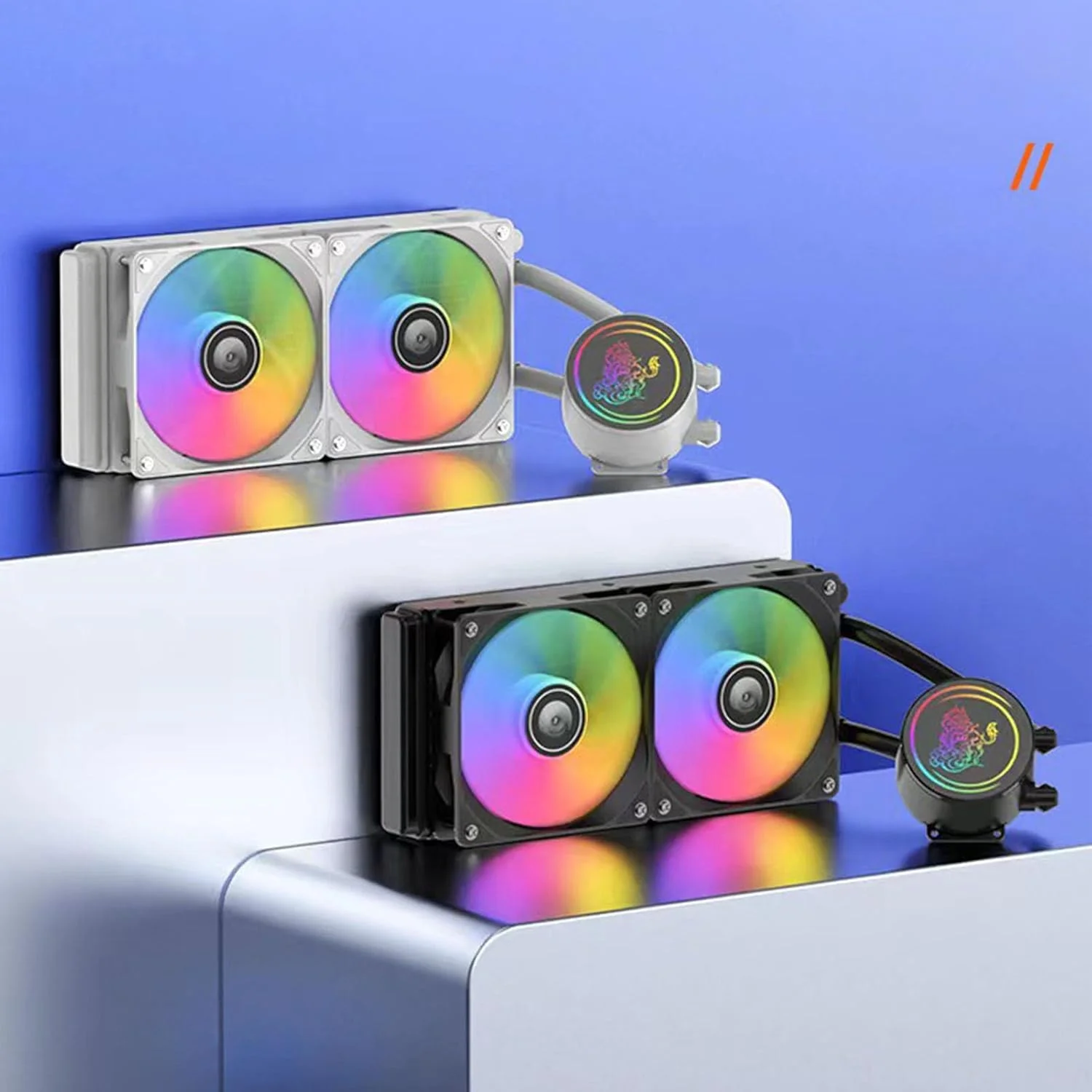 خنک کننده مایع پردازنده 240 میلی متری Bewinner AIO، رادیاتور 240 میلی متری، خنک کننده آبی پردازنده RGB با فن 120 میلی متری PWM، پمپ کنترل شده PWM کارآمد برای AM4 AM5، 23dBA بی صدا (سفید)