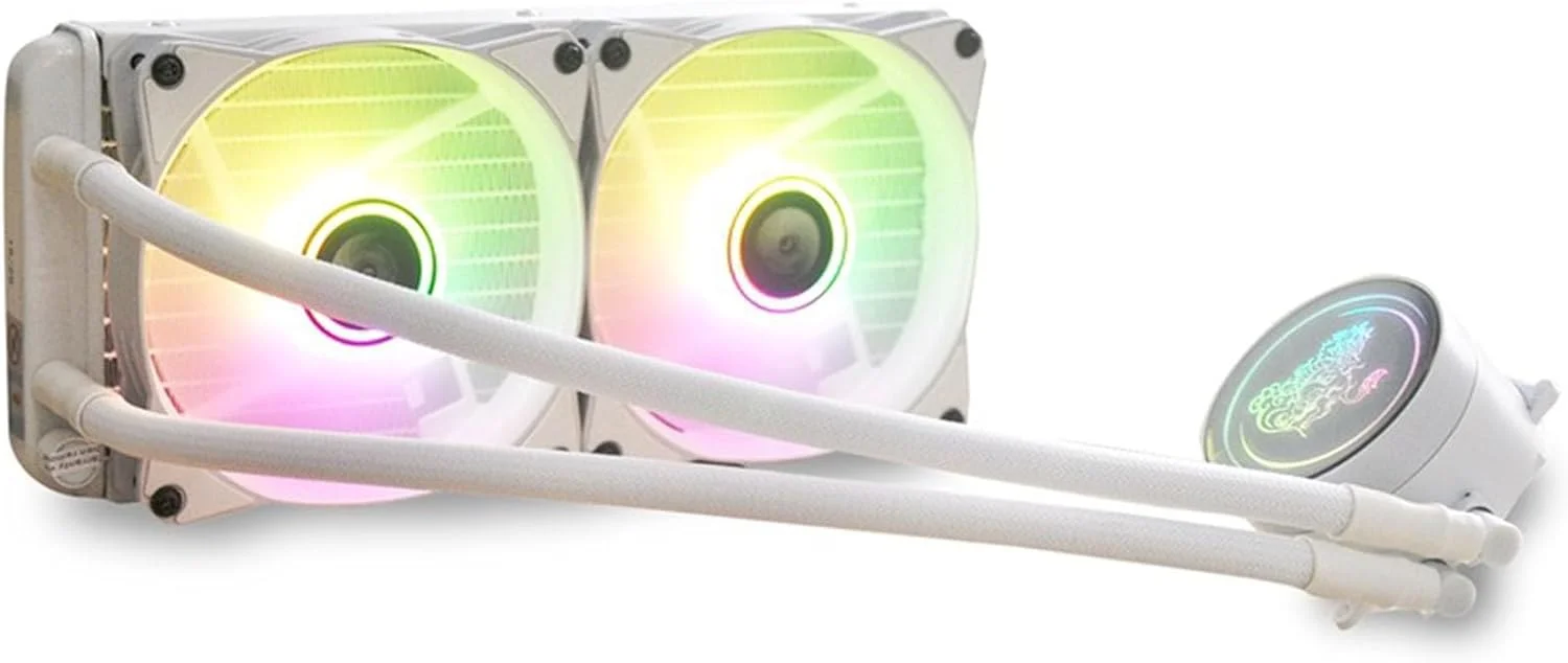 خنک کننده مایع پردازنده 240 میلی متری Bewinner AIO، رادیاتور 240 میلی متری، خنک کننده آبی پردازنده RGB با فن 120 میلی متری PWM، پمپ کنترل شده PWM کارآمد برای AM4 AM5، 23dBA بی صدا (سفید)