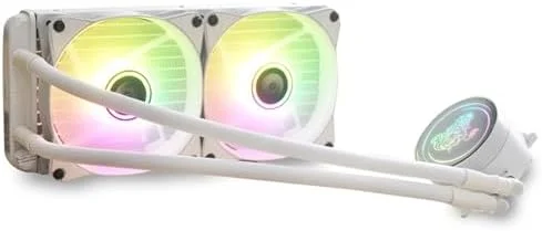 خنک کننده آبی پردازنده Bewinner، خنک کننده مایع یکپارچه پردازنده کامپیوتر 240 میلی متری، دو فن 120 میلی متری PWM، خنک کننده آبی ARGB قابل تنظیم همگام سازی برای LGA2066 2011 1151 1150 1155 1156 1200 1700 DC12V (سفید)