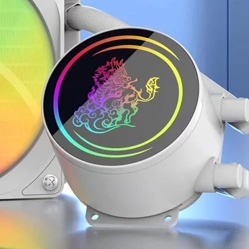 خنک کننده آبی پردازنده Bewinner، خنک کننده مایع یکپارچه پردازنده کامپیوتر 240 میلی متری، دو فن 120 میلی متری PWM، خنک کننده آبی ARGB قابل تنظیم همگام سازی برای LGA2066 2011 1151 1150 1155 1156 1200 1700 DC12V (سفید)