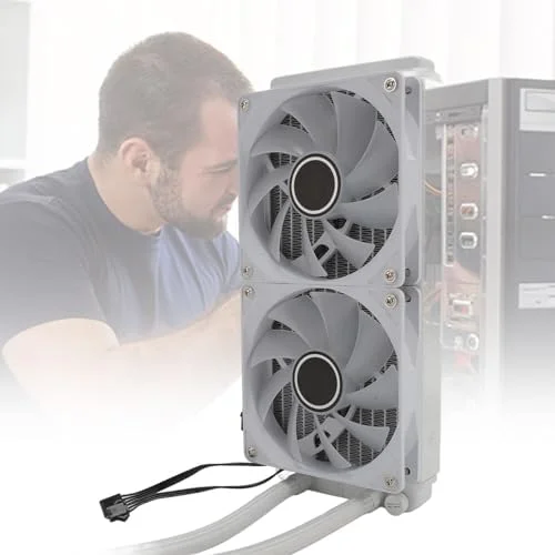 خنک کننده آبی پردازنده Bewinner، خنک کننده مایع یکپارچه پردازنده کامپیوتر 240 میلی متری، دو فن 120 میلی متری PWM، خنک کننده آبی ARGB قابل تنظیم همگام سازی برای LGA2066 2011 1151 1150 1155 1156 1200 1700 DC12V (سفید)