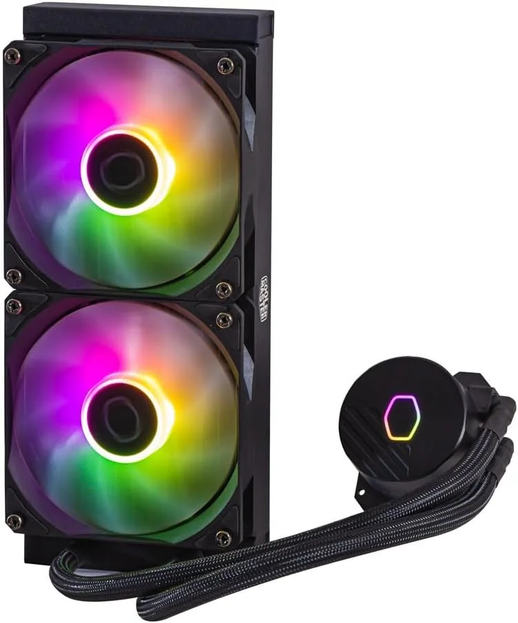 خنک کننده مایع پردازنده Cooler Master MasterLiquid 240L Core ARGB - پمپ دو محفظه ای Gen S، رادیاتور برتر و فن های 120 میلی متری ARGB، براکت های LGA 1700 و AM5 - مشکی