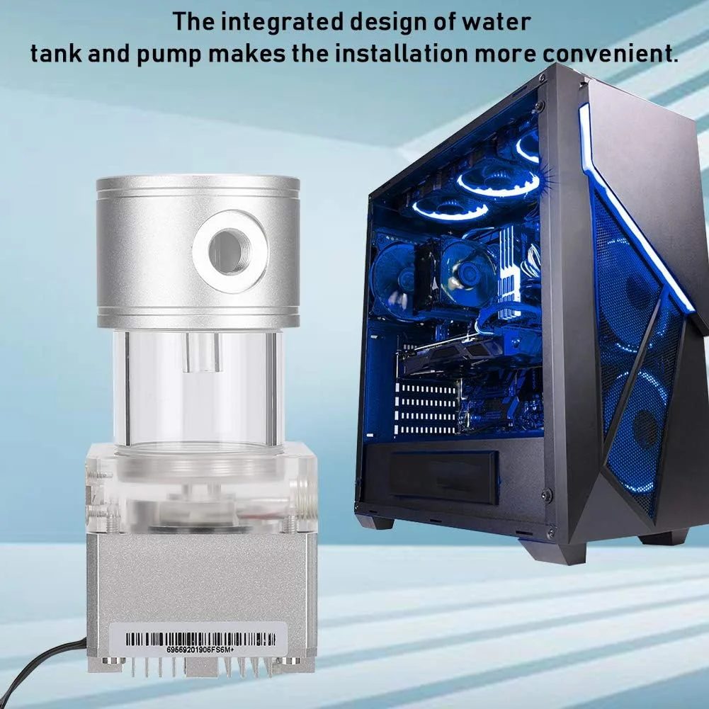 خنک کننده کامپیوتر، پمپ خنک کننده آبی با اتلاف سریع حرارت CPU، کیت پمپ خنک کننده آبی یکپارچه کامپیوتر 800 لیتر در ساعت هد 4 متری (نقره ای)