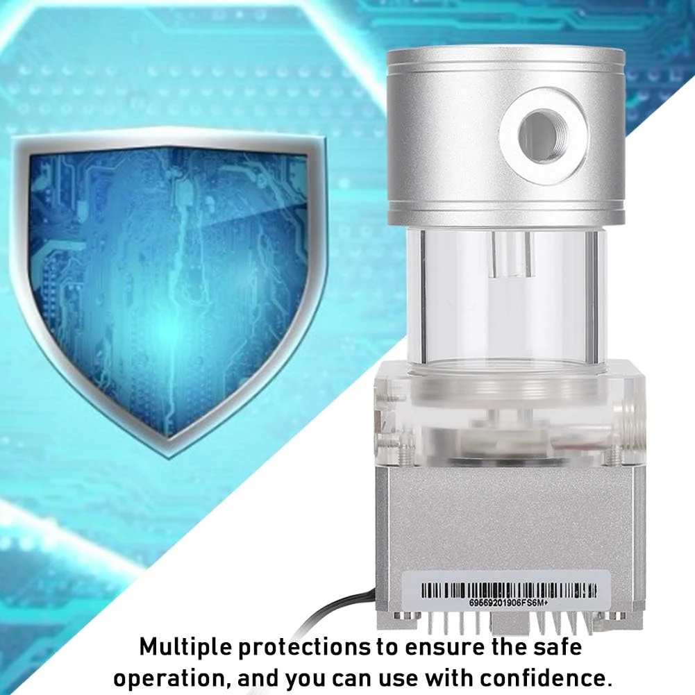 خنک کننده کامپیوتر، پمپ خنک کننده آبی با اتلاف سریع حرارت CPU، کیت پمپ خنک کننده آبی یکپارچه کامپیوتر 800 لیتر در ساعت هد 4 متری (نقره ای)