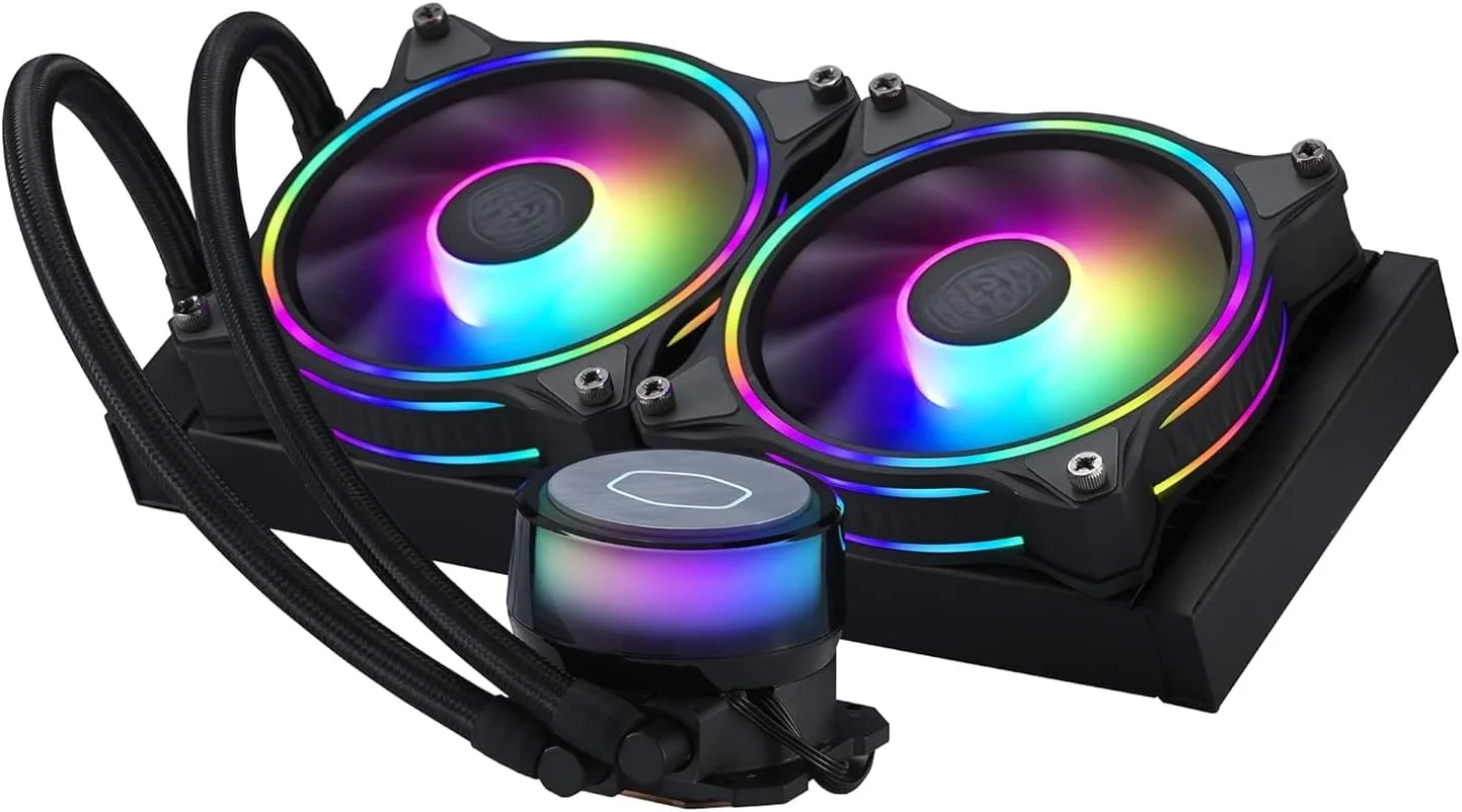 خنک کننده مایع پردازنده Cooler Master MasterLiquid ML240 Illusion - سیستم خنک کننده آبی AIO، پمپ نسل سوم، 2 عدد فن 120 میلی متری ARGB Halo، رادیاتور 240 میلی متری، کنترلر ARGB شامل - سازگار با AMD و Intel
