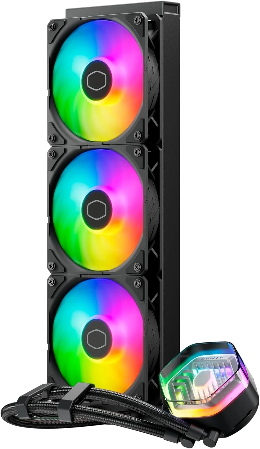 خنک کننده مایع پردازنده Cooler Master MasterLiquid Atmos 360 مشکی - سیستم خنک کننده آبی AIO، پمپ دو محفظه ای، فن های Sickleflow 120 Edge از پیش نصب شده، RGB Gen 2 آدرس پذیر، براکت های LGA1700 و AM5 خنک کننده مایع پردازنده Cooler Master MasterLiquid Atmos 360 مشکی - سیستم خنک کننده آبی AIO، پمپ دو محفظه ای، فن های Sickleflow 120 Edge از پیش نصب شده، RGB Gen 2 آدرس پذیر، براکت های LGA1700 و AM5