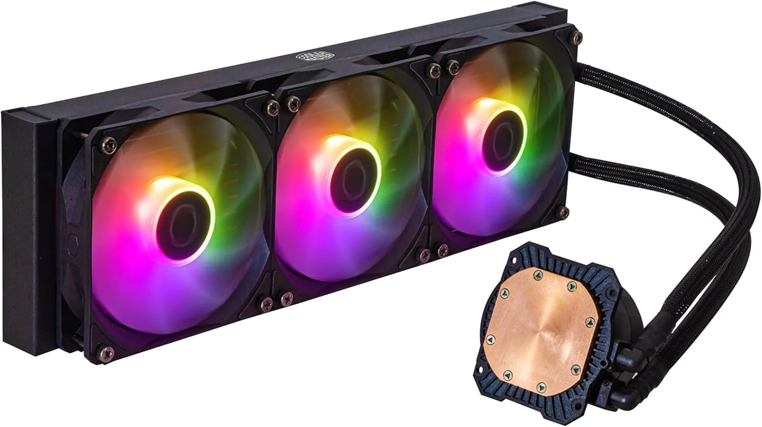 خنک کننده مایع پردازنده Cooler Master MasterLiquid 360L Core ARGB - پمپ دو محفظه ای نسل S، رادیاتور برتر و فن های 120 میلی متری ARGB، براکت های LGA 1700 و AM5 - مشکی