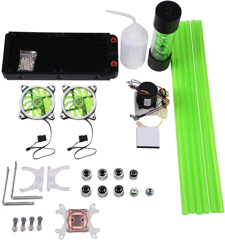 کیت خنک کننده آبی، کیت خنک کننده آبی کامپیوتر DIY، خنک کننده هیت سینک 240 میلی متری، کیت خنک کننده مایع CPU، پمپ بلوک آب CPU، مخزن، فن LED، کیت خنک کننده آبی کامپیوتر